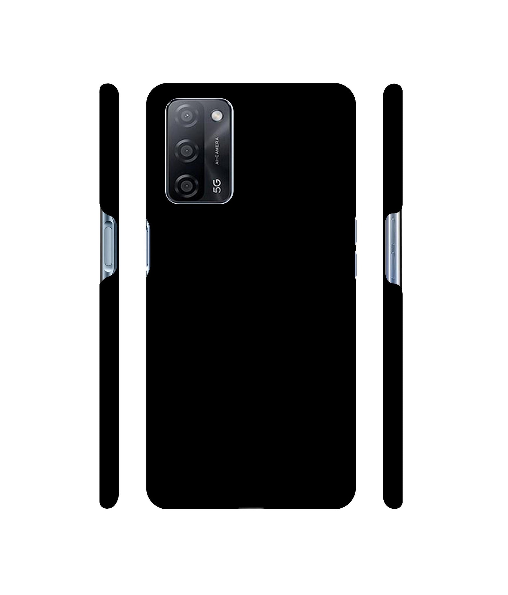 Solid Black Designer Hard Back Cover for Oppo A53s 5G
