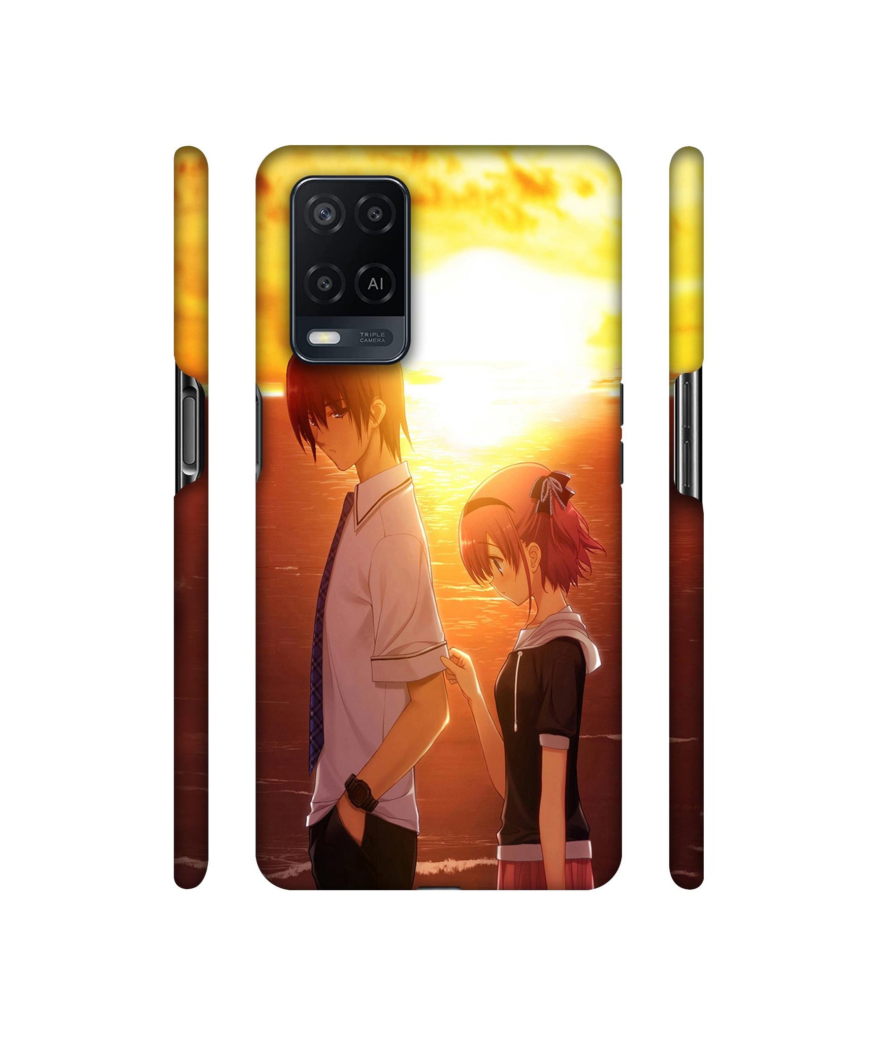 Girl Boy Sunset Sea Designer Hard Back Cover for Oppo A54 4G