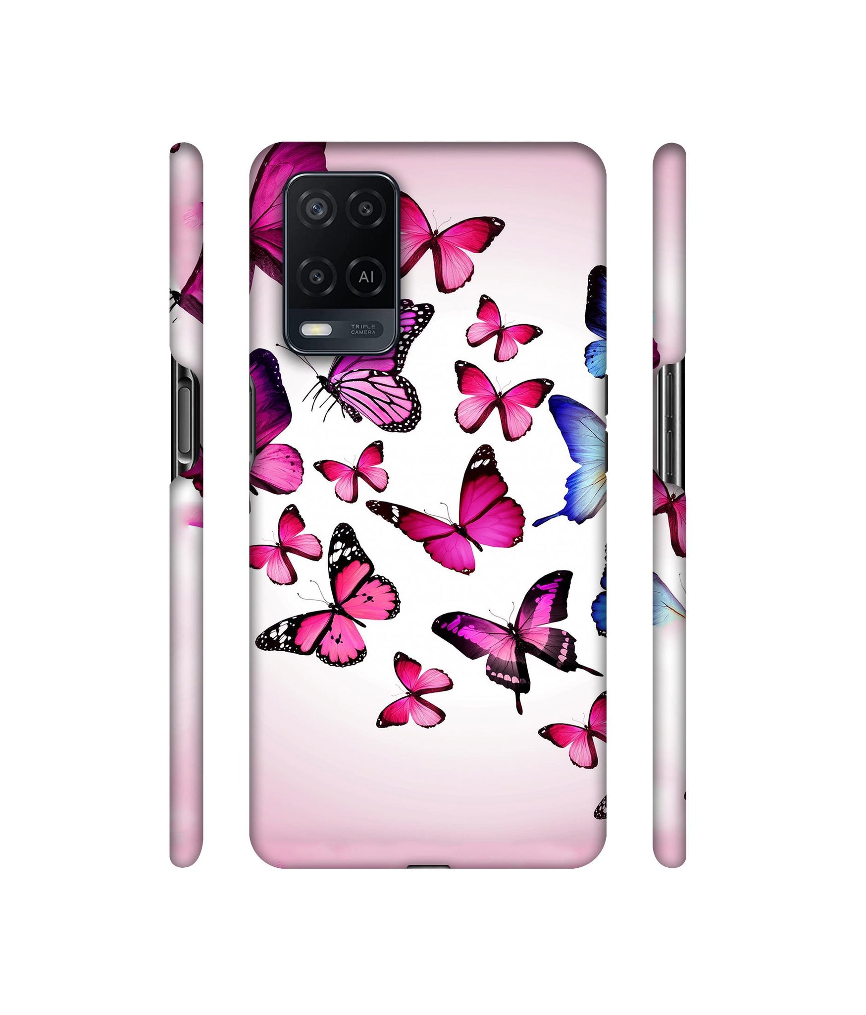 Flying Colorful Butterfly Designer Hard Back Cover for Oppo A54 4G