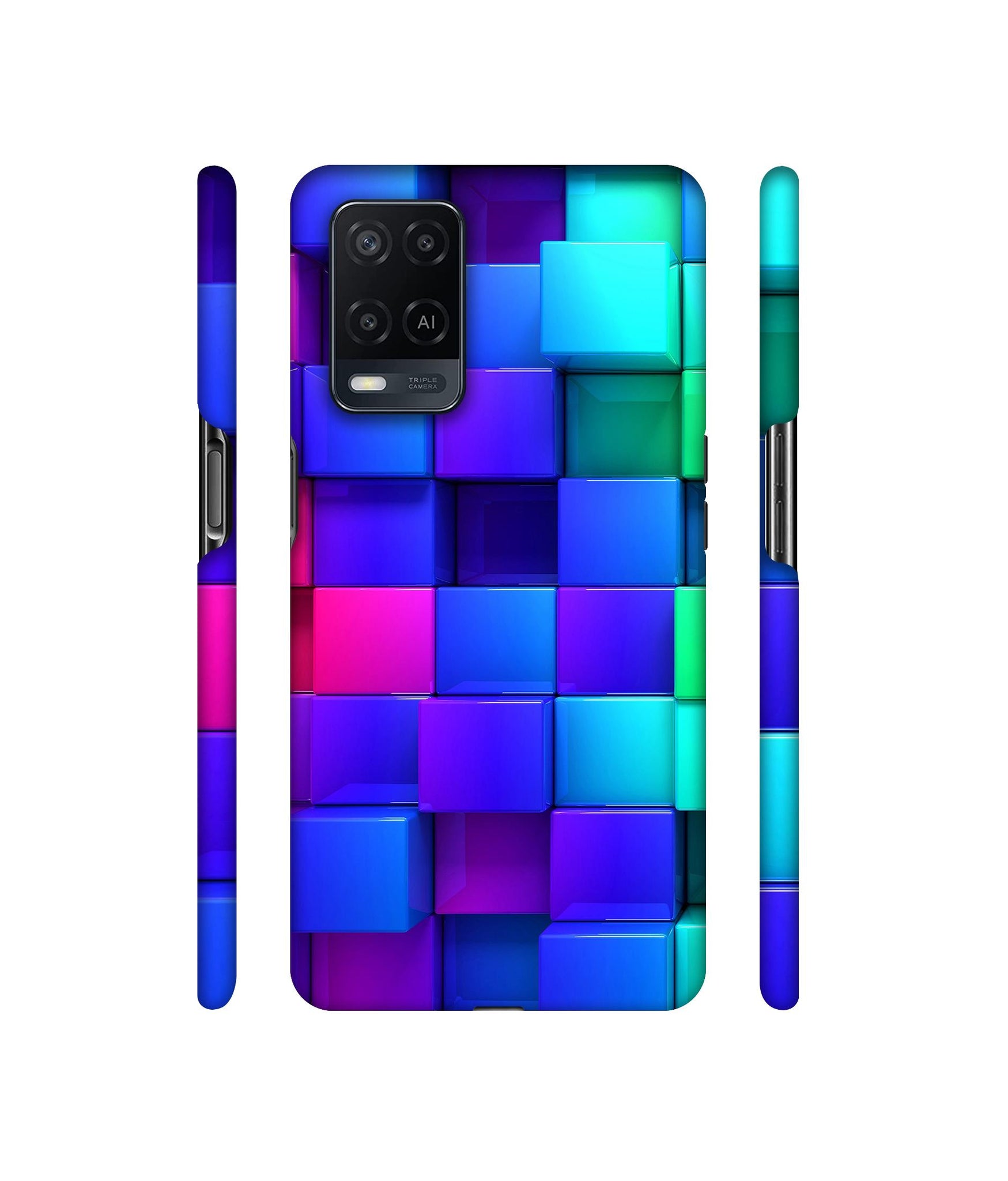 Blocks Rainbow 3D Graphics Designer Hard Back Cover for Oppo A54 4G