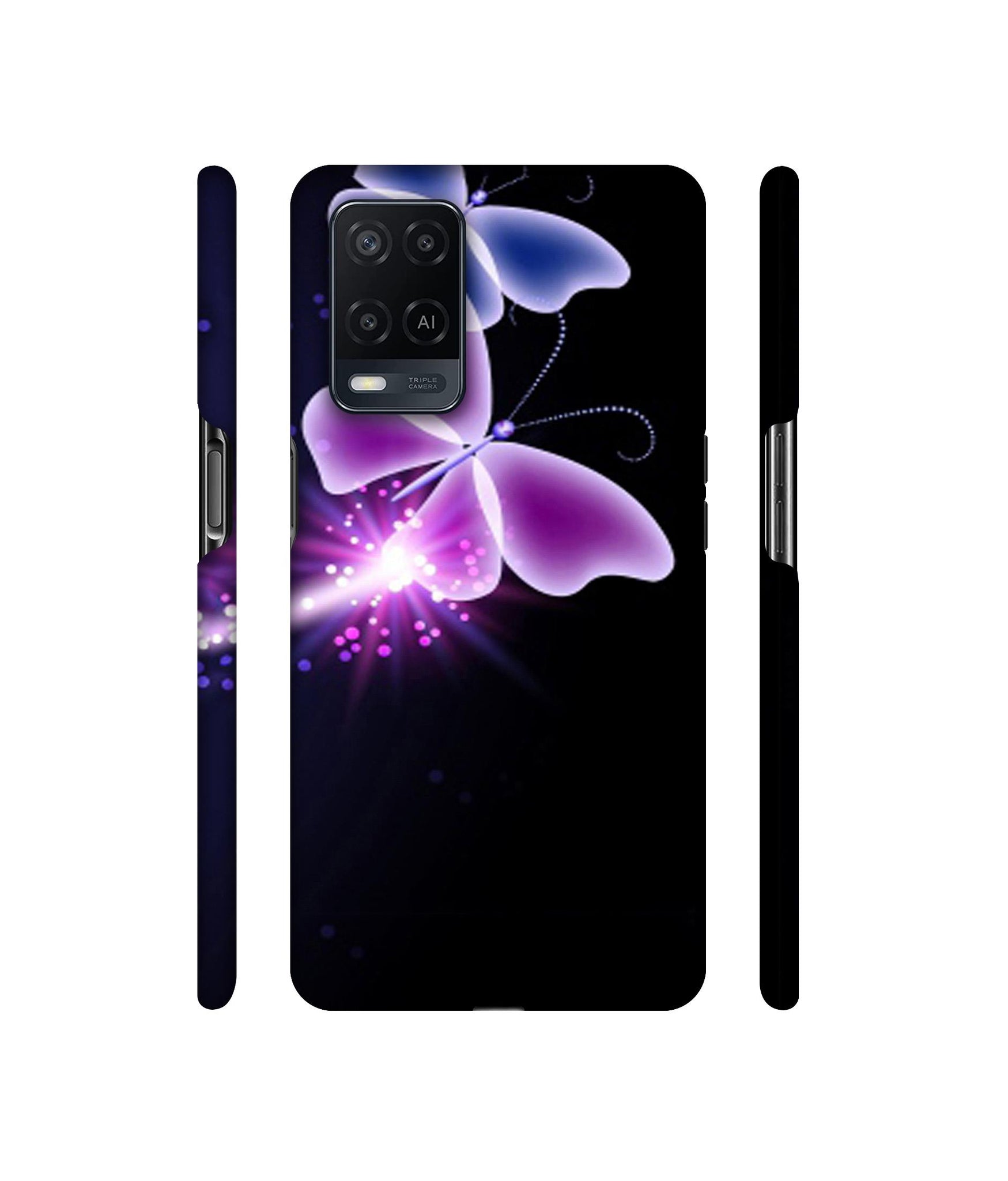 Neon Butterfly Light Abstract Shine Designer Hard Back Cover for Oppo A54 4G