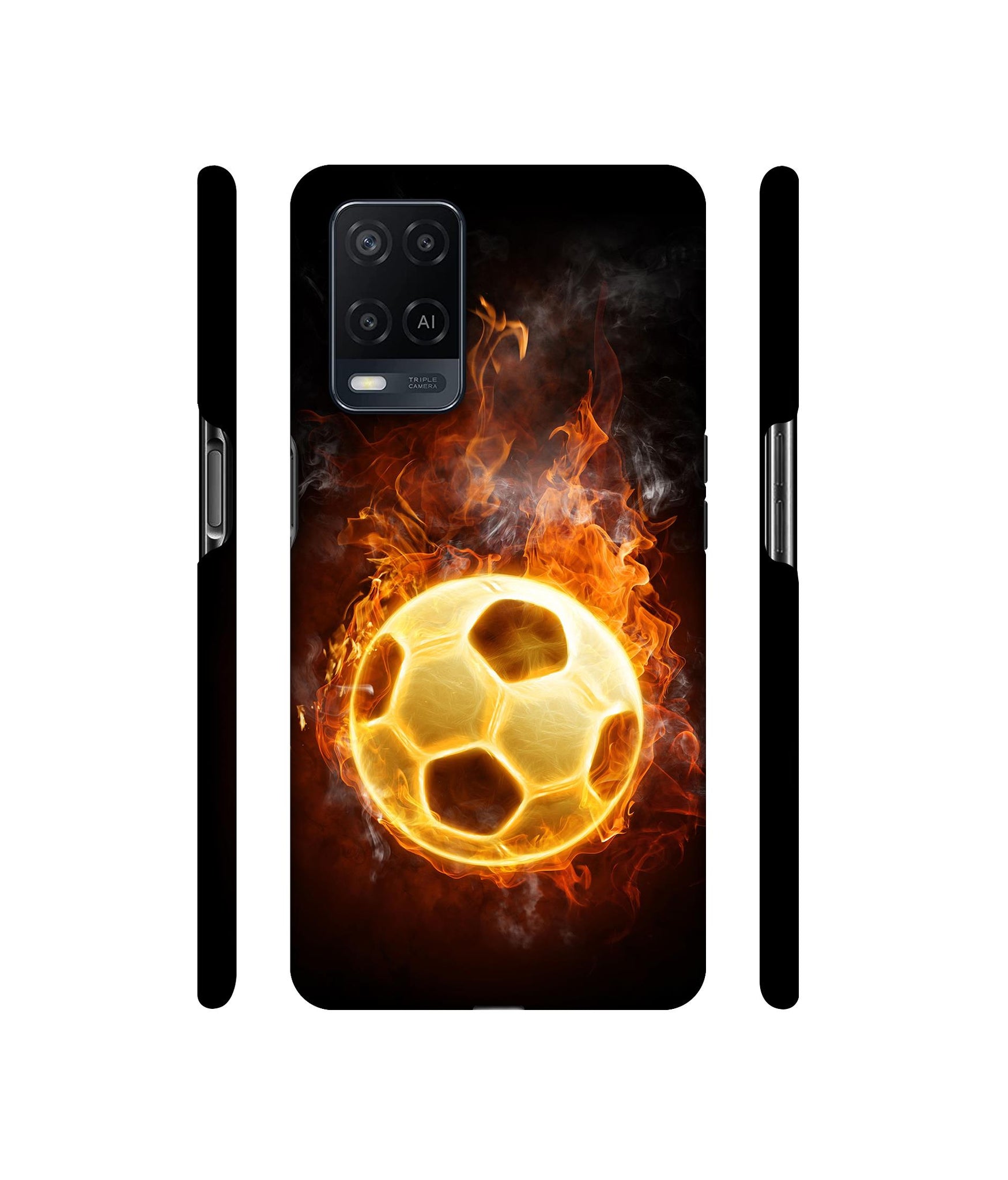 Football & Fire Designer Hard Back Cover for Oppo A54 4G
