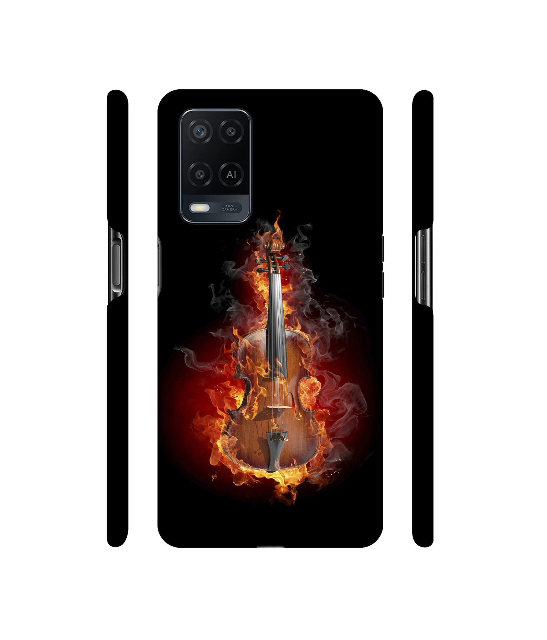 Burning Violin Designer Hard Back Cover for Oppo A54 4G