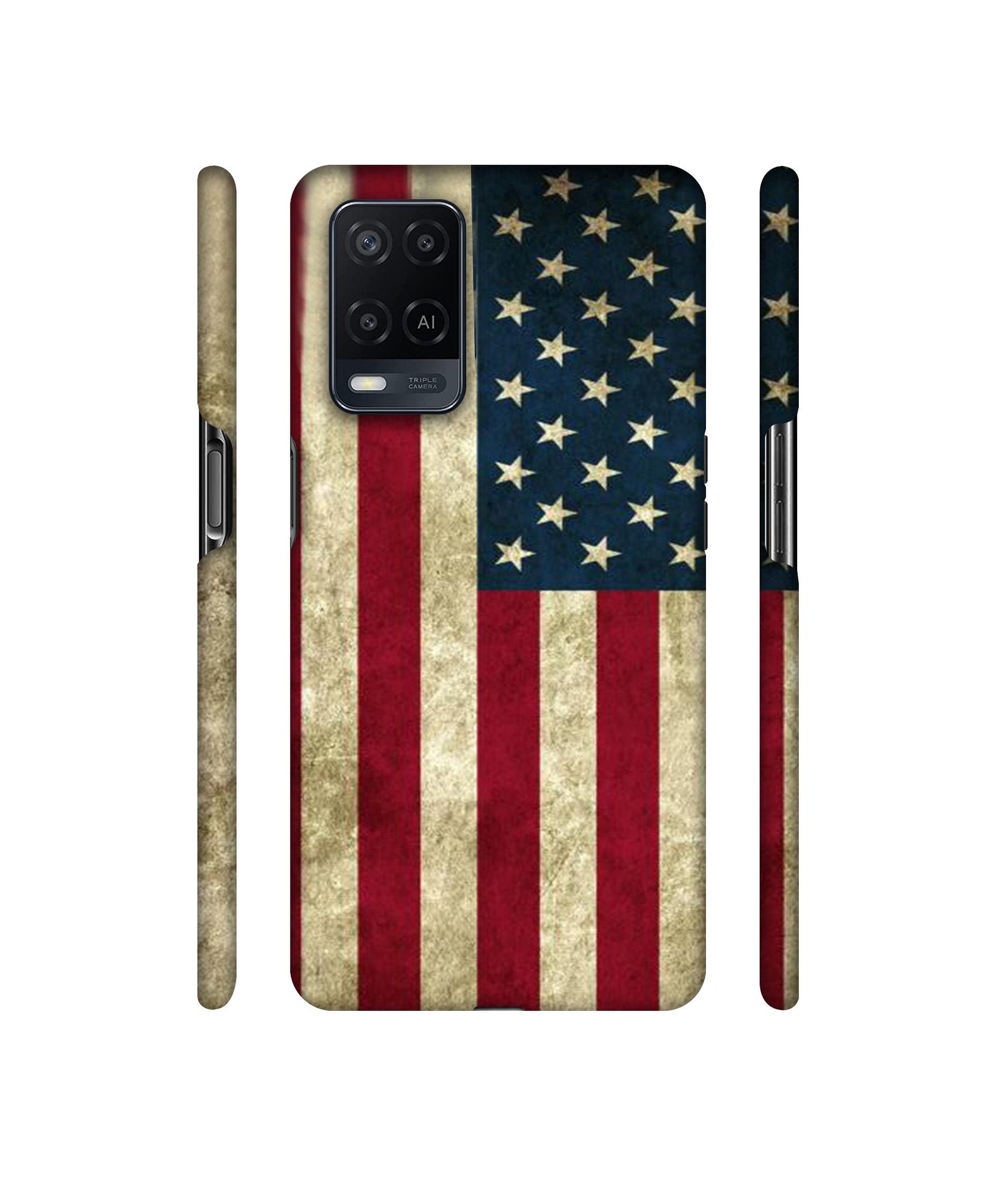 Vingate USA Flag Designer Hard Back Cover for Oppo A54 4G