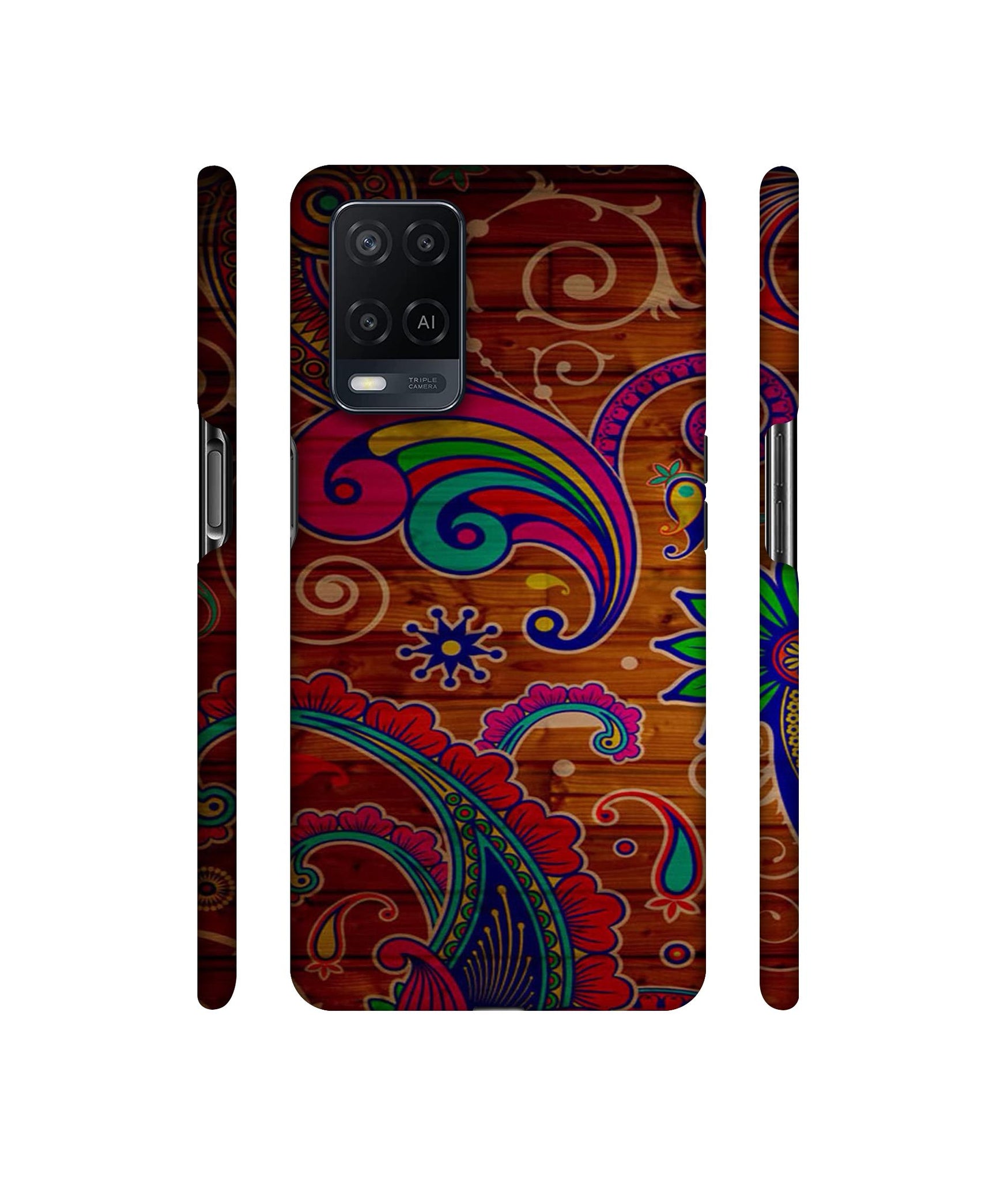 Wooden Pattern Print Designer Hard Back Cover for Oppo A54 4G