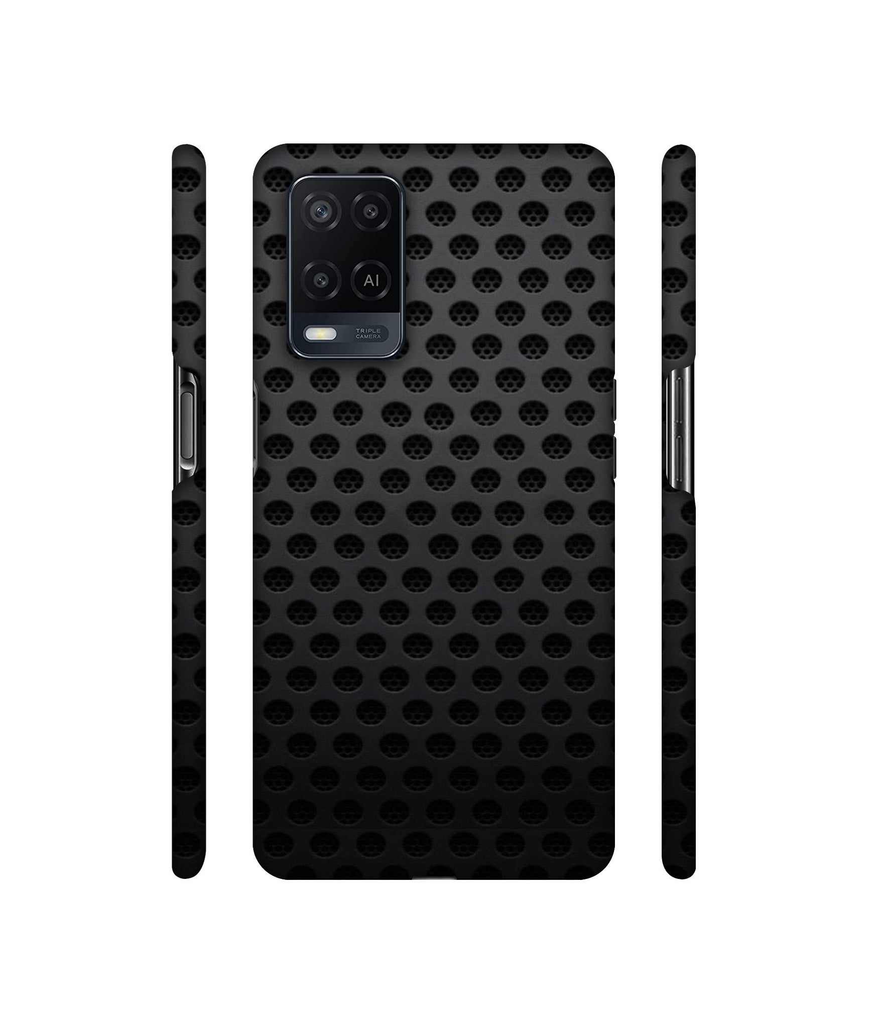 Black Circle Designer Hard Back Cover for Oppo A54 4G