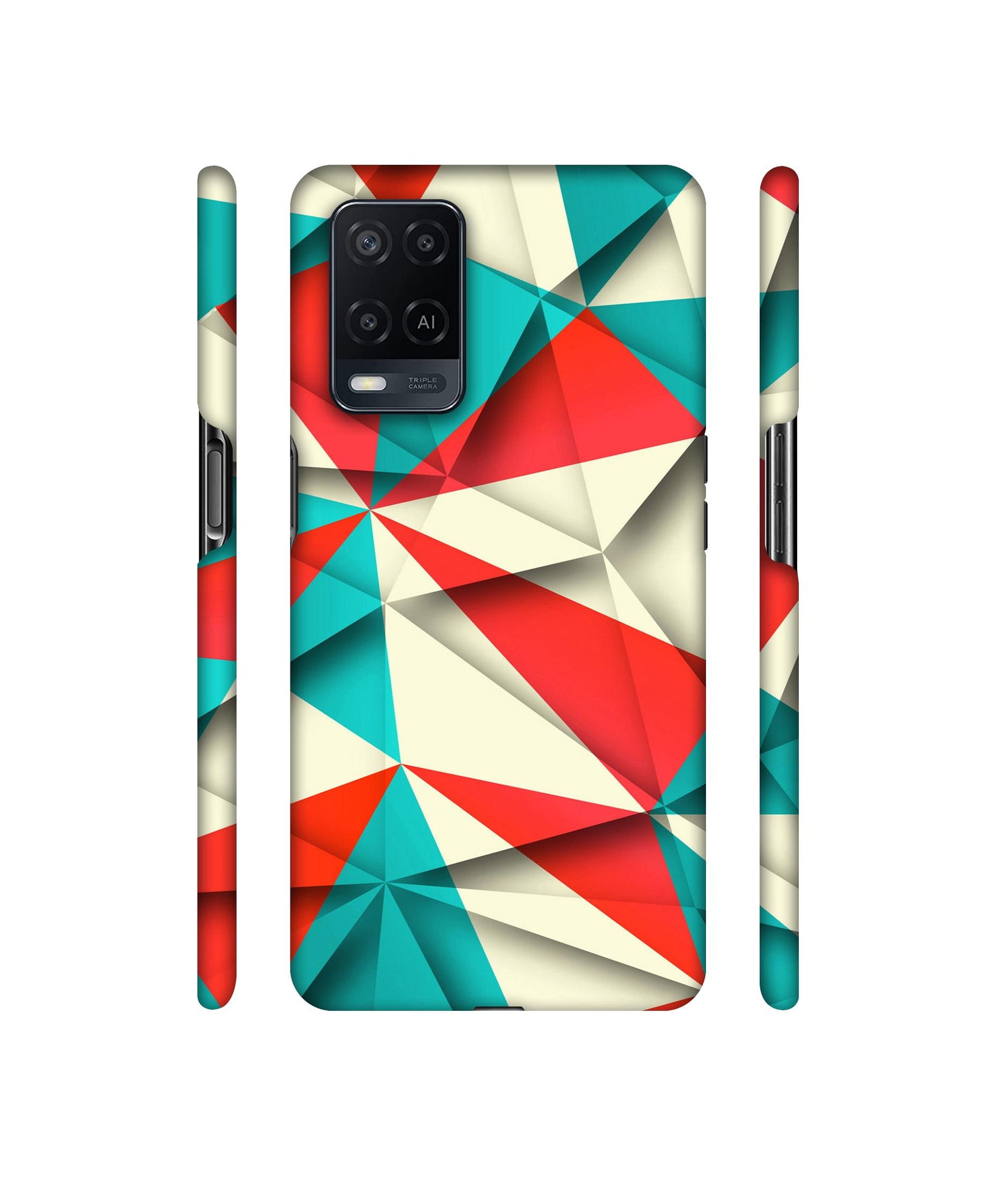 Red Blue White Pattern Designer Hard Back Cover for Oppo A54 4G