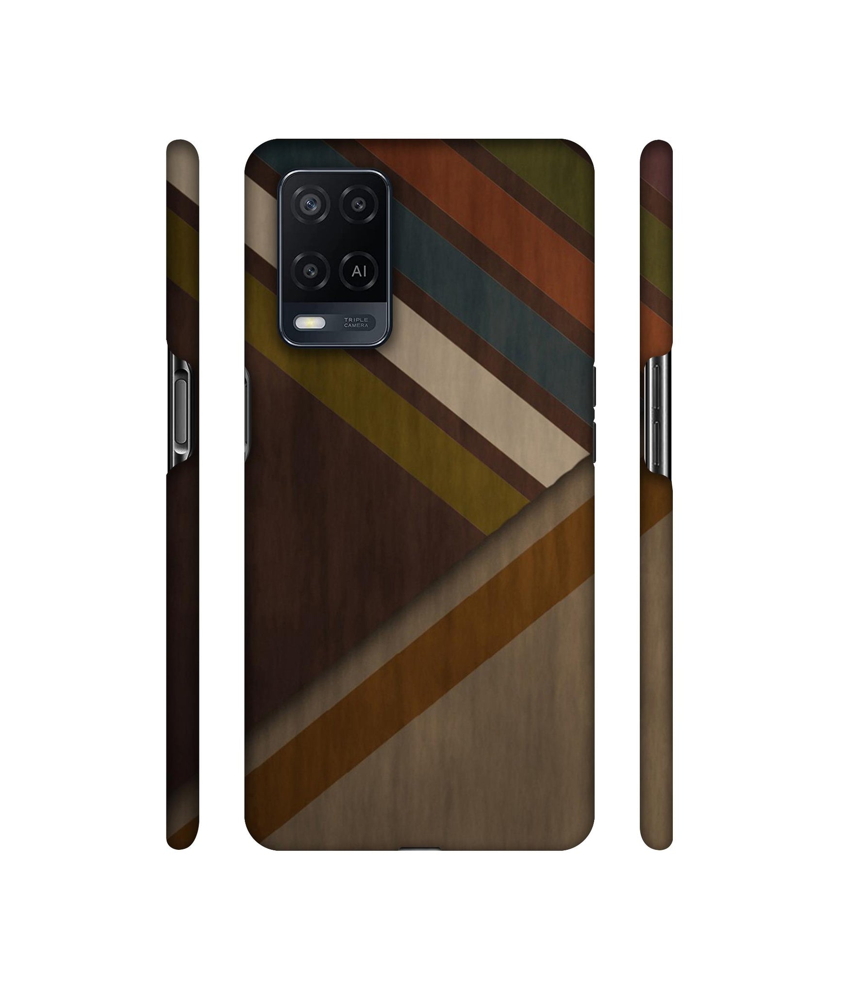 Colorful Wooden Pattern Designer Hard Back Cover for Oppo A54 4G