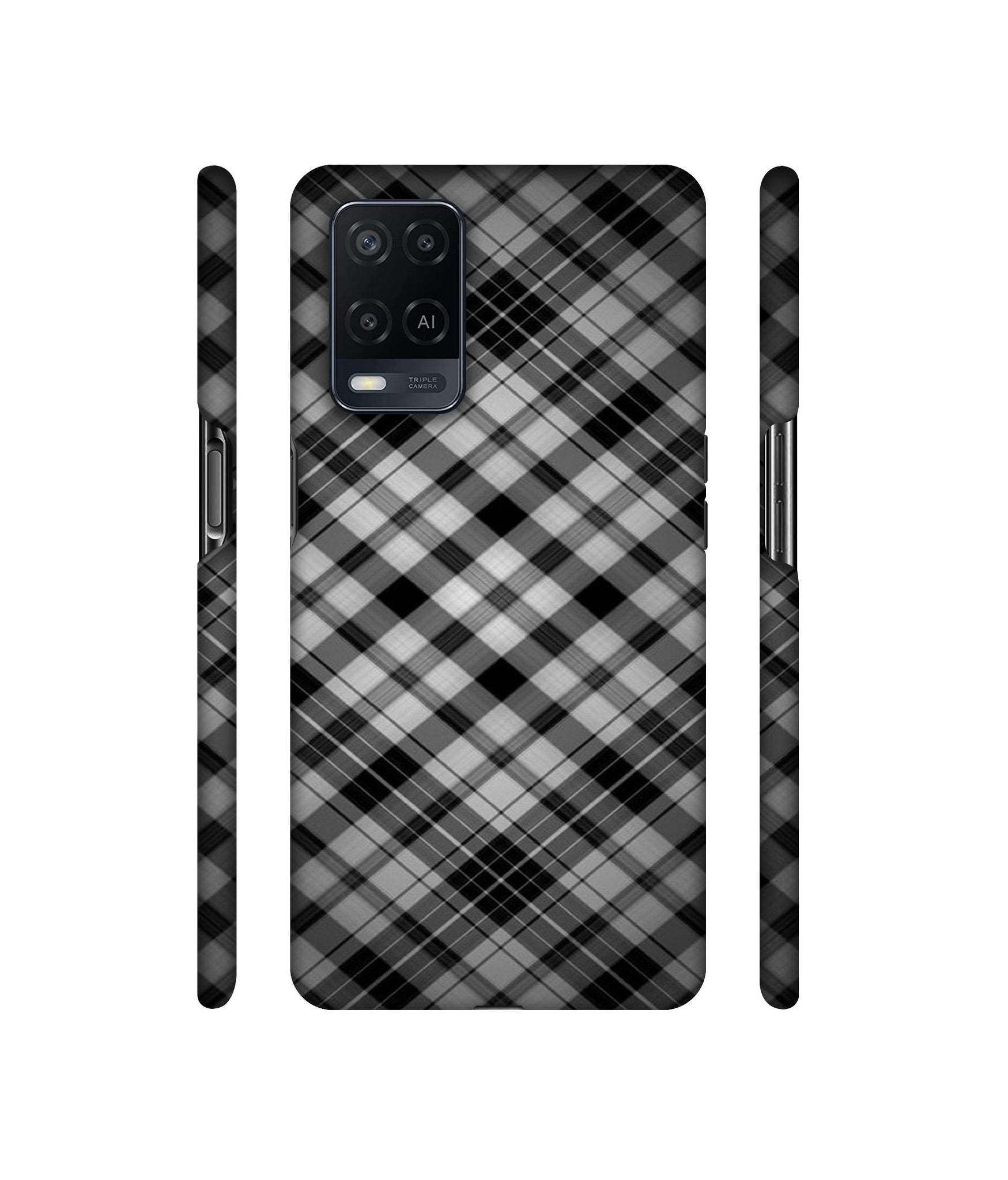 Black Stripes Pattern Designer Hard Back Cover for Oppo A54 4G