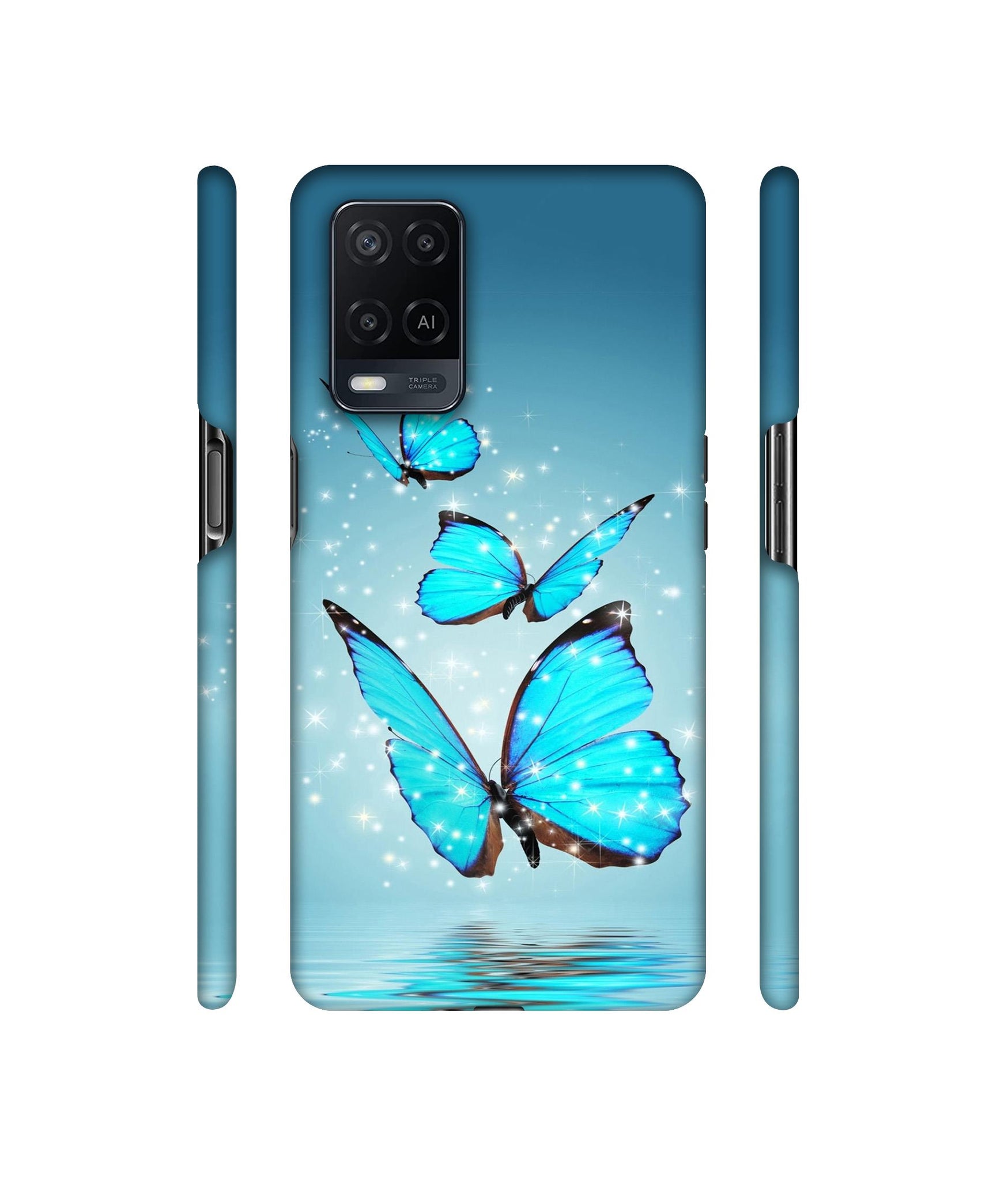 Flying Butterflies Designer Hard Back Cover for Oppo A54 4G