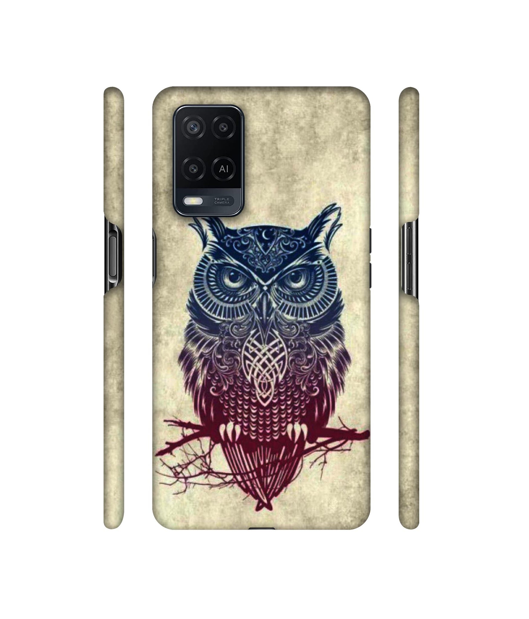 Owl Pattern Designer Hard Back Cover for Oppo A54 4G