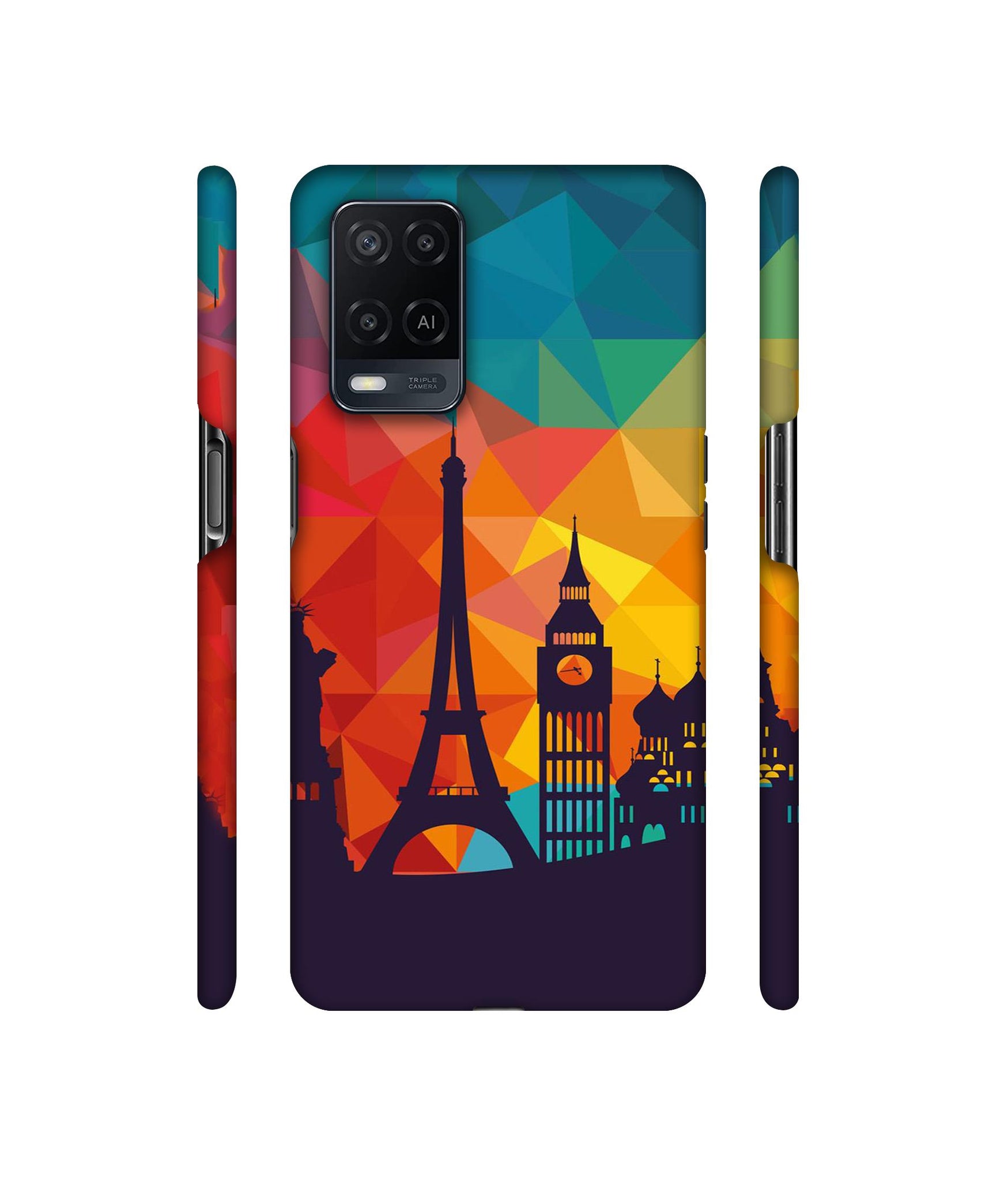 Colored Paris Designer Hard Back Cover for Oppo A54 4G