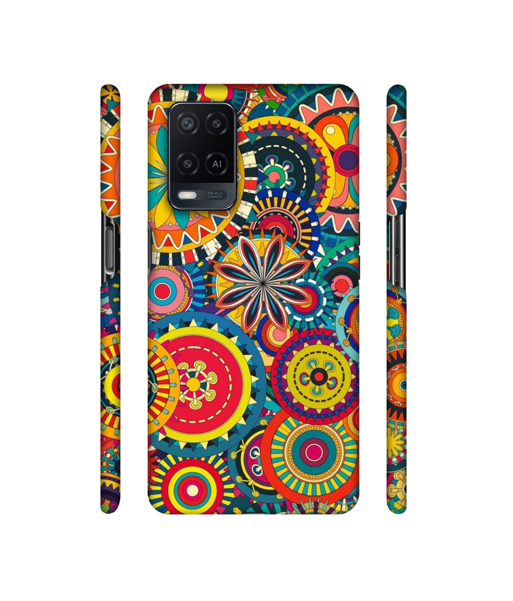 Ring Pattern Print Designer Hard Back Cover for Oppo A54 4G