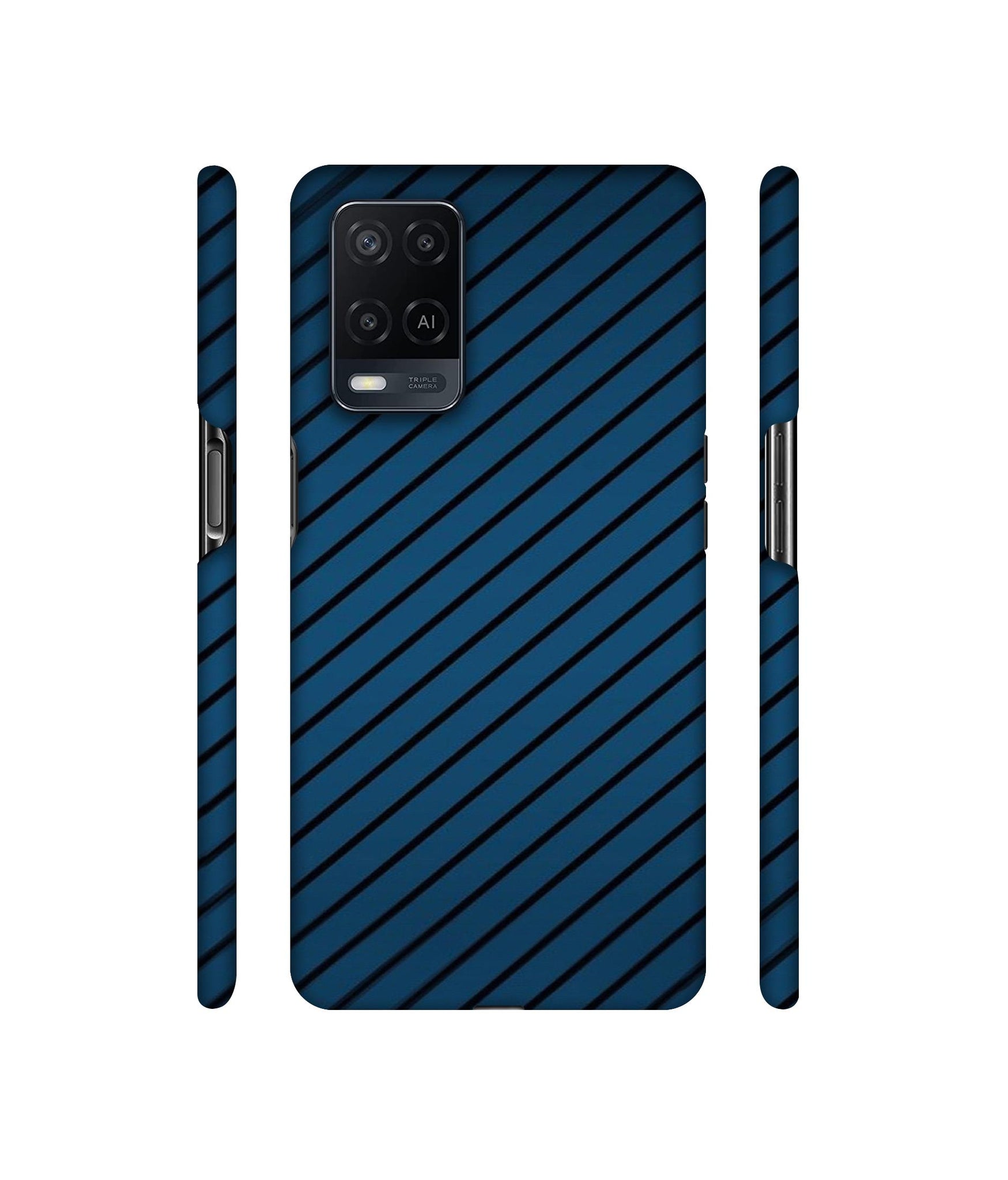 Blue Stripes Designer Hard Back Cover for Oppo A54 4G
