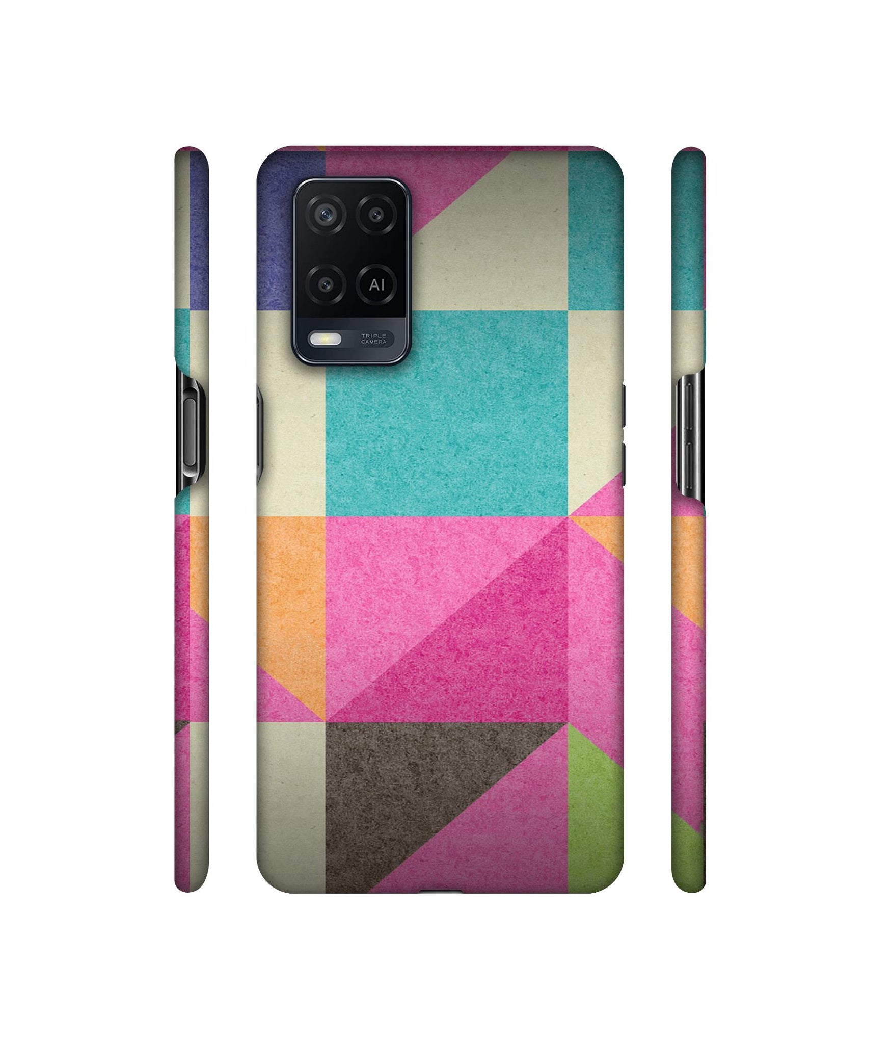Pink Cyan Designer Hard Back Cover for Oppo A54 4G