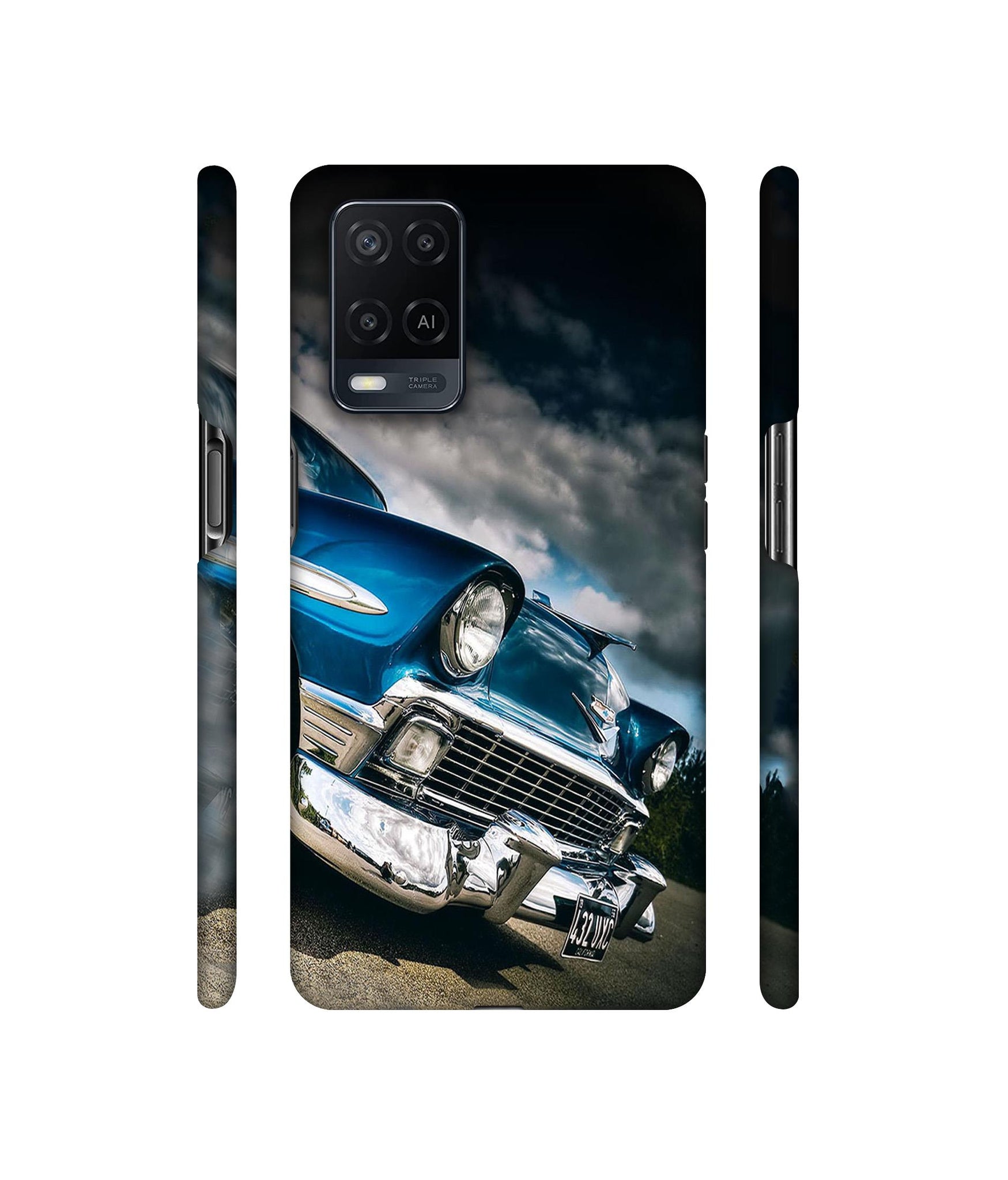 Vintage Car Pattern Designer Hard Back Cover for Oppo A54 4G