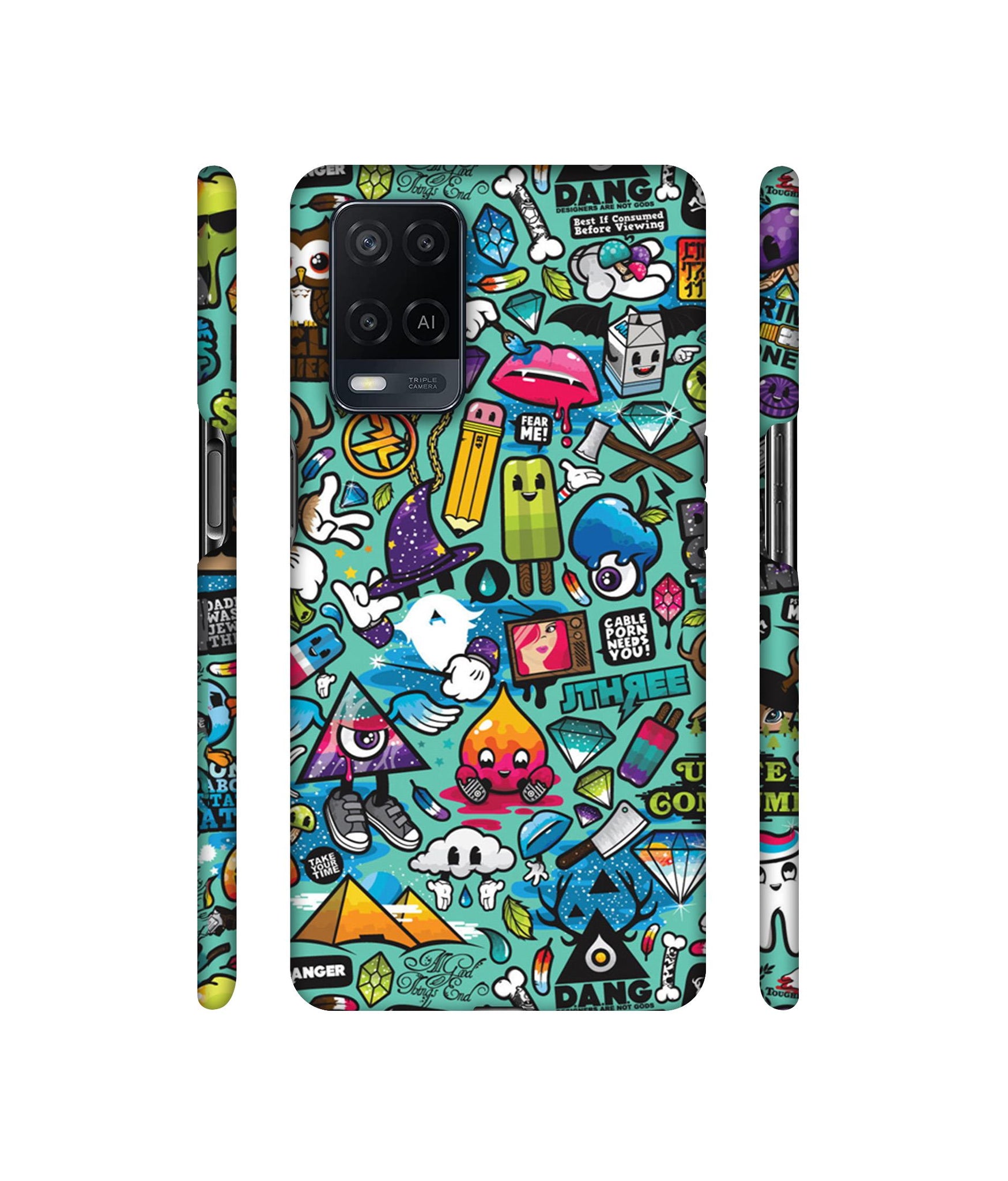 Crazy Designer Hard Back Cover for Oppo A54 4G