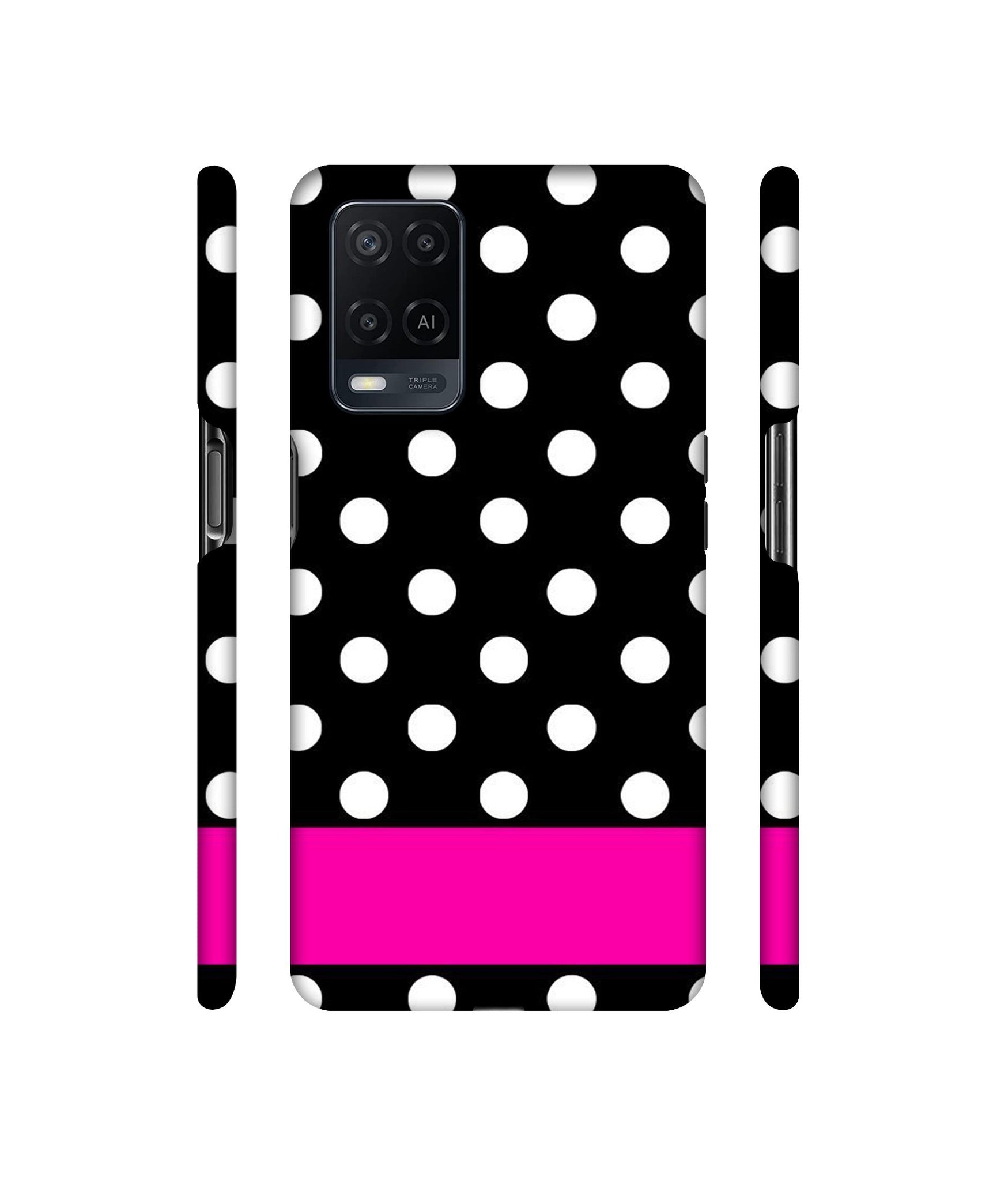 White Dots Pattern Designer Hard Back Cover for Oppo A54 4G