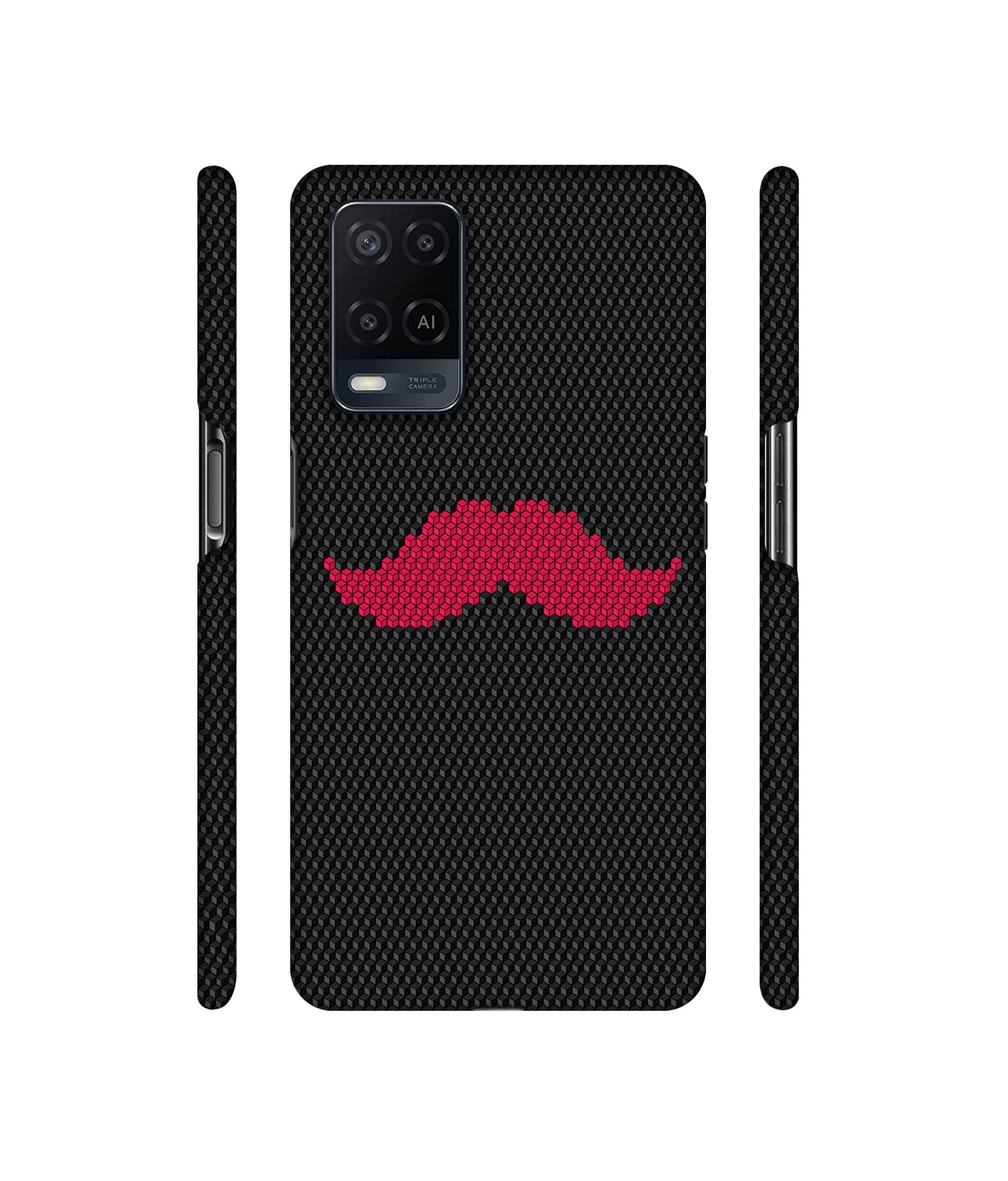 Pink Mustache Pattern Designer Hard Back Cover for Oppo A54 4G