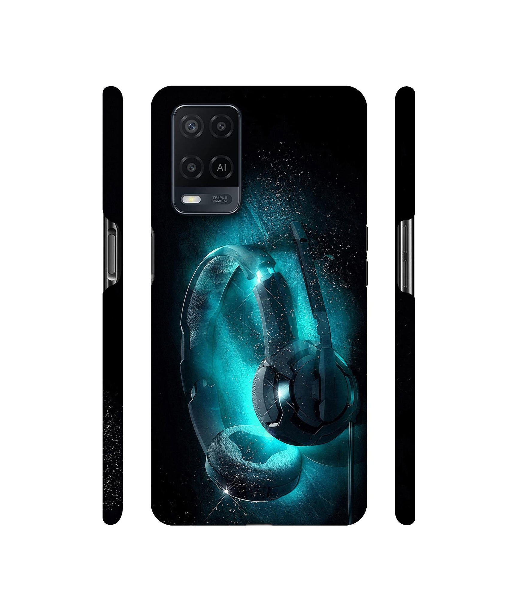 Cool Headphone Designer Hard Back Cover for Oppo A54 4G