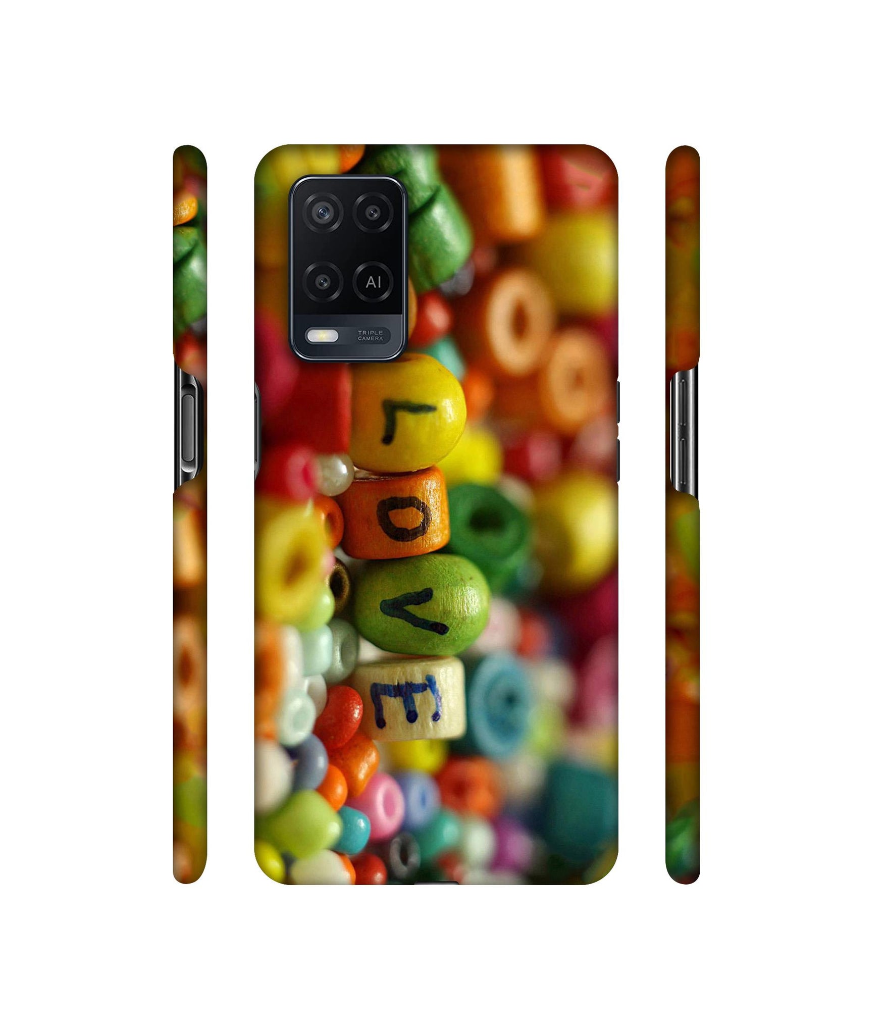 Colorful Love Designer Hard Back Cover for Oppo A54 4G
