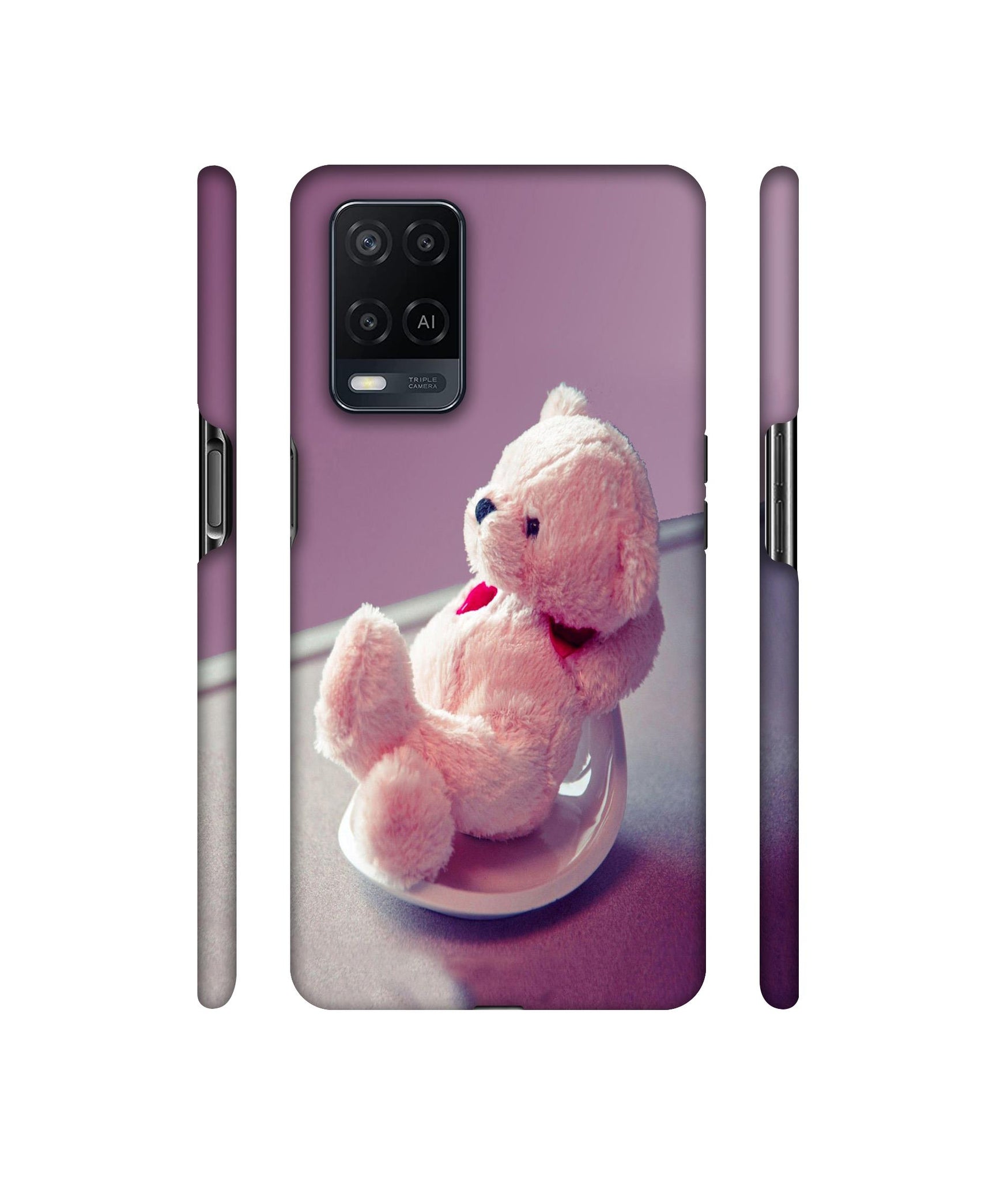 Cute Teddy Bear Designer Hard Back Cover for Oppo A54 4G