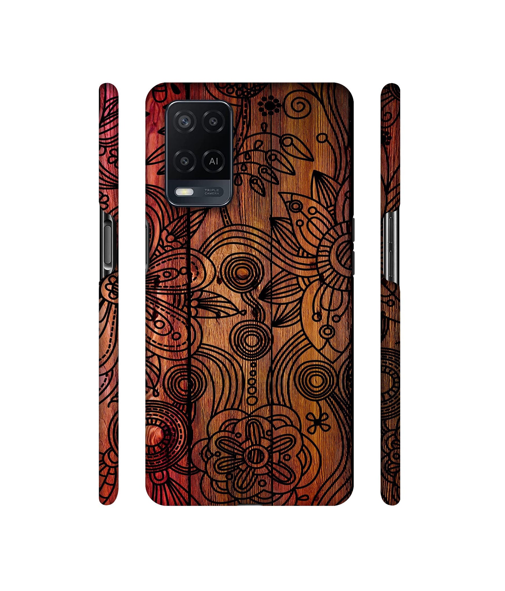 Dark Wooden Background Designer Hard Back Cover for Oppo A54 4G
