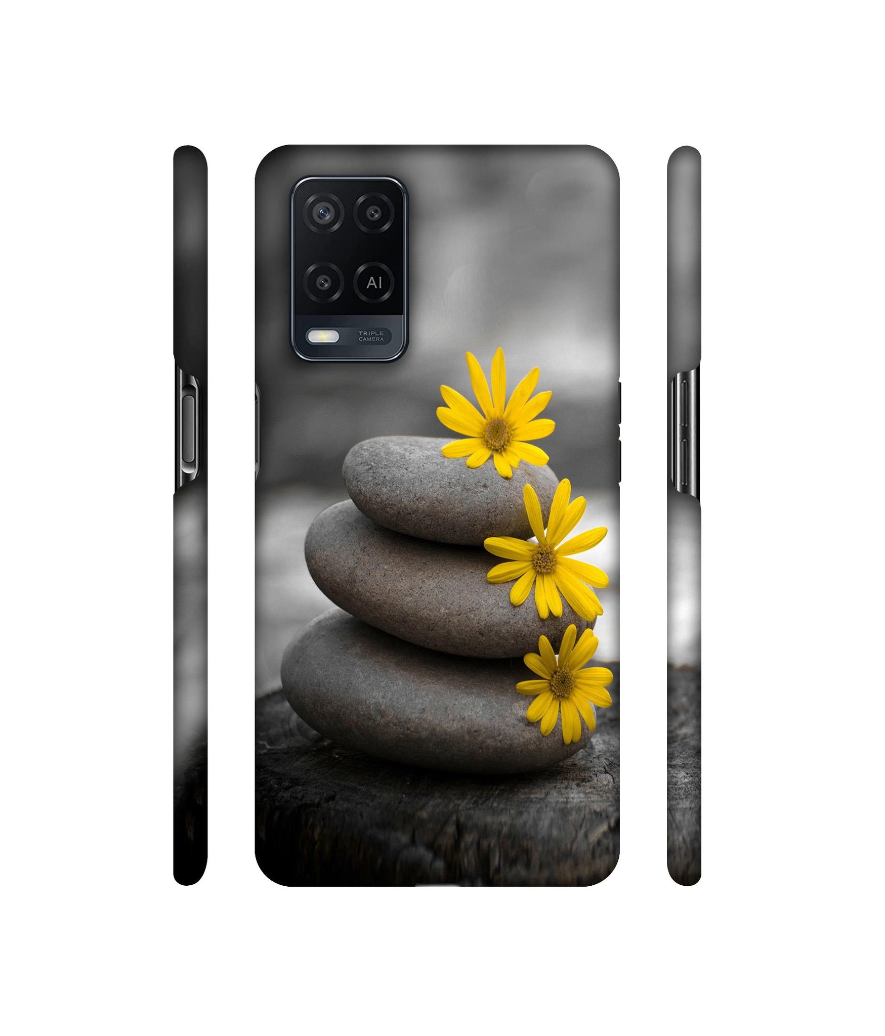 Stones And Flower Designer Hard Back Cover for Oppo A54 4G