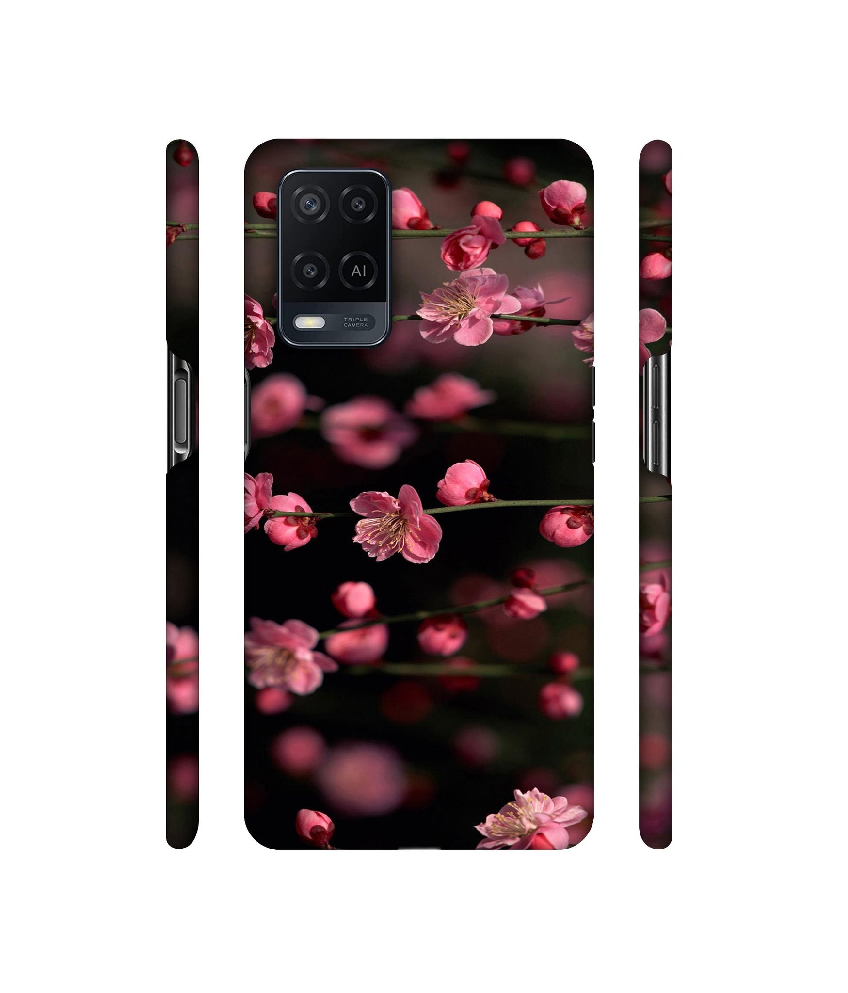 Pink Flowers Designer Hard Back Cover for Oppo A54 4G