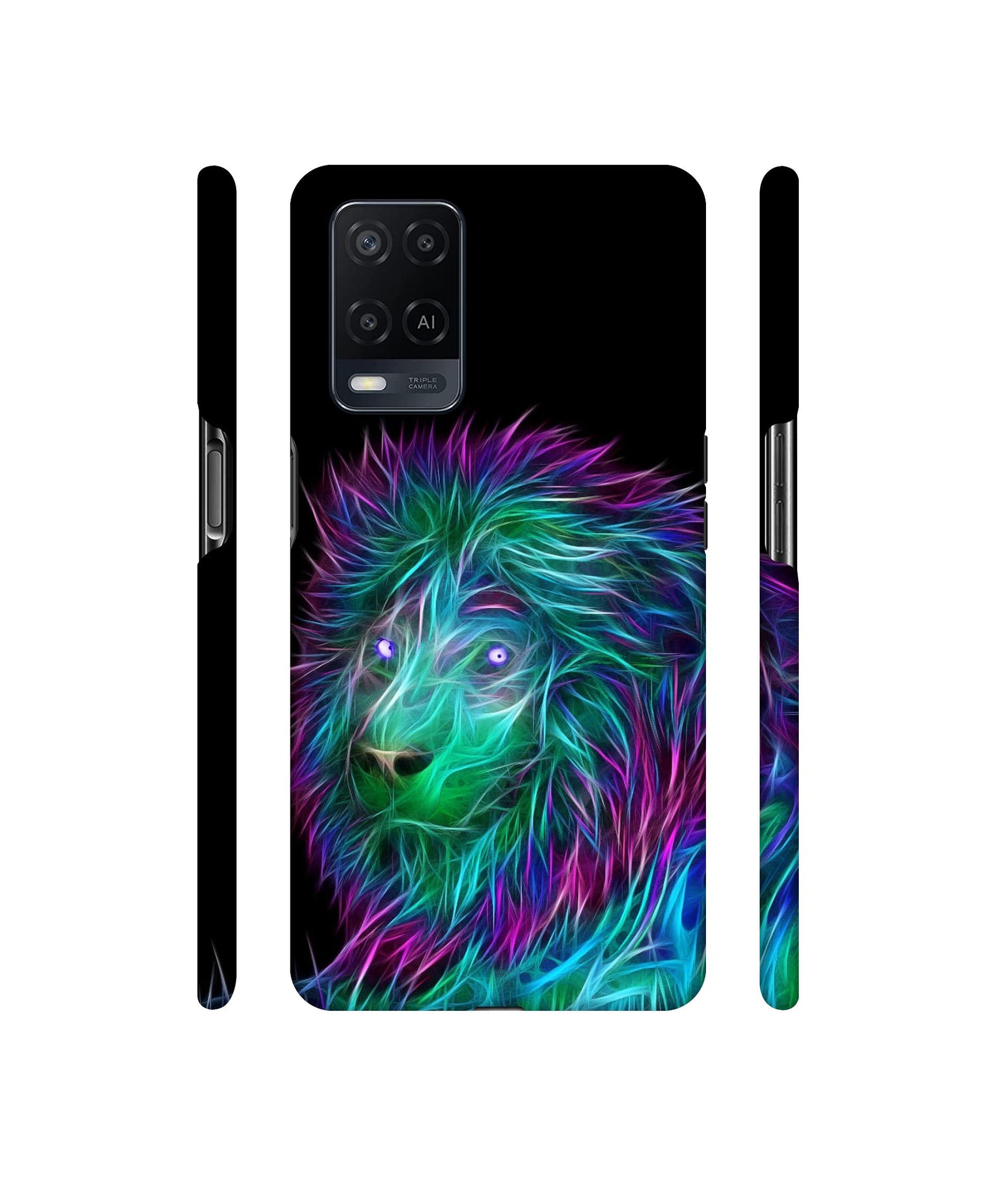3D Lion Designer Hard Back Cover for Oppo A54 4G