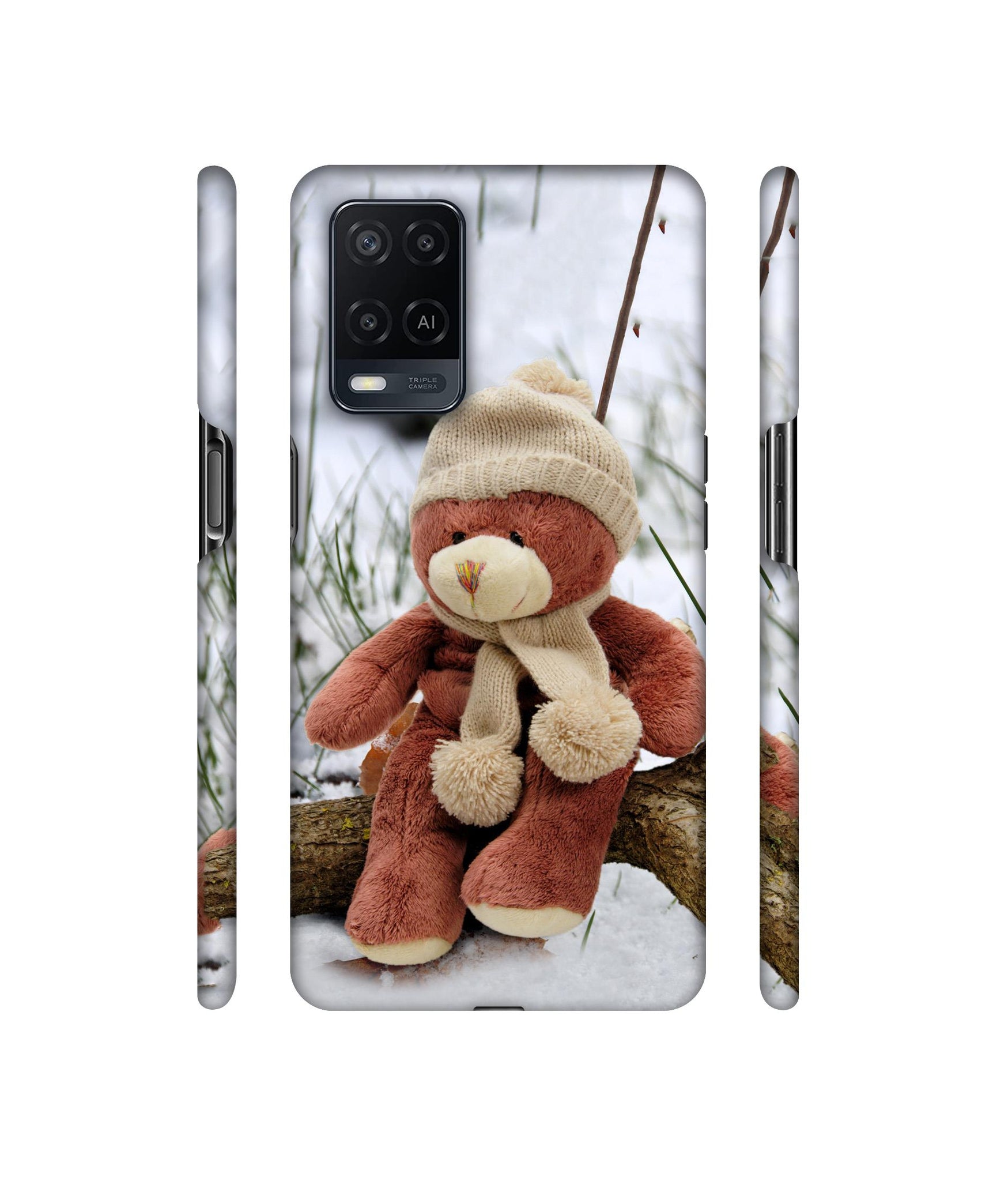 Woolen Bear Designer Hard Back Cover for Oppo A54 4G