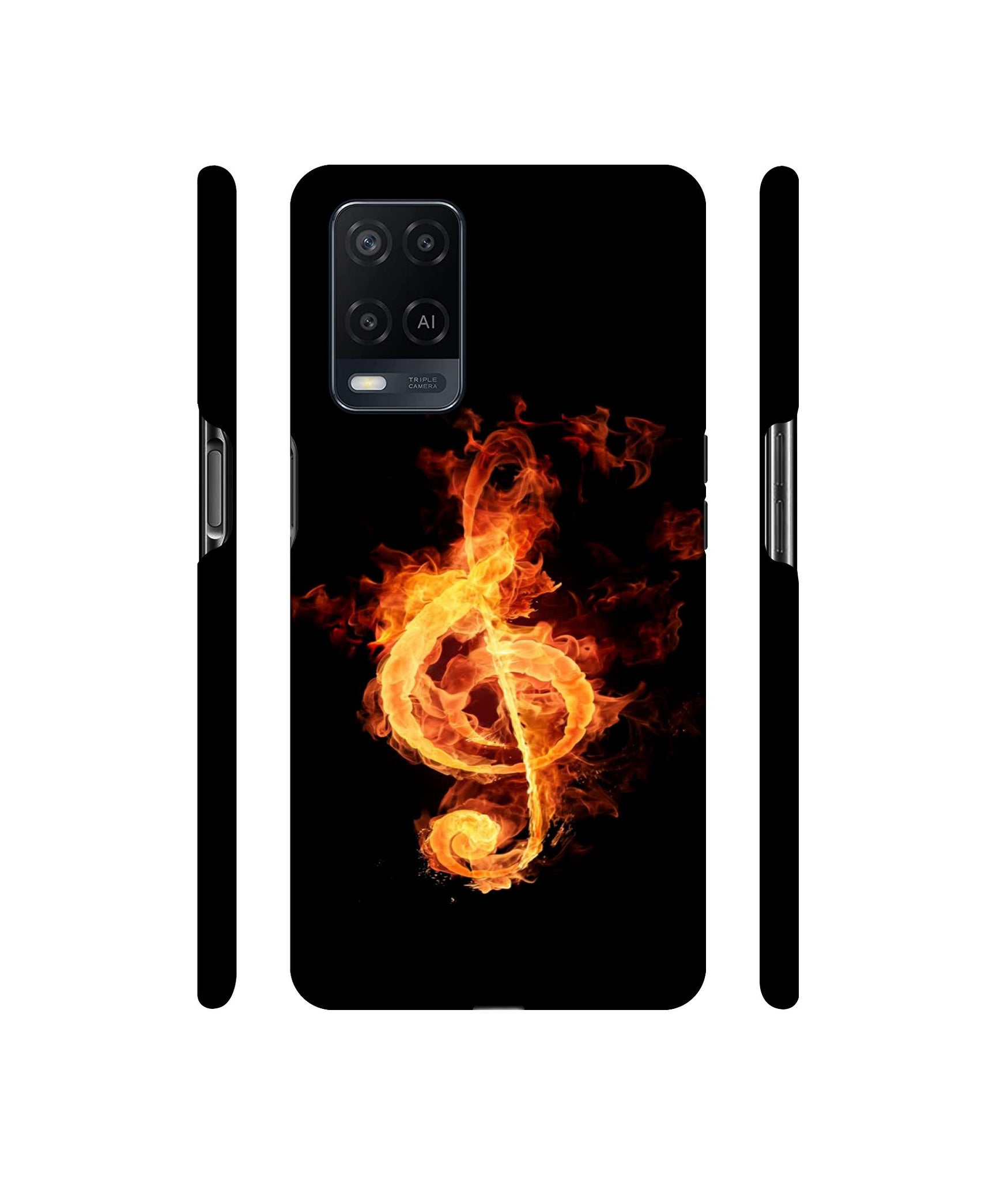 Fire Note Designer Hard Back Cover for Oppo A54 4G