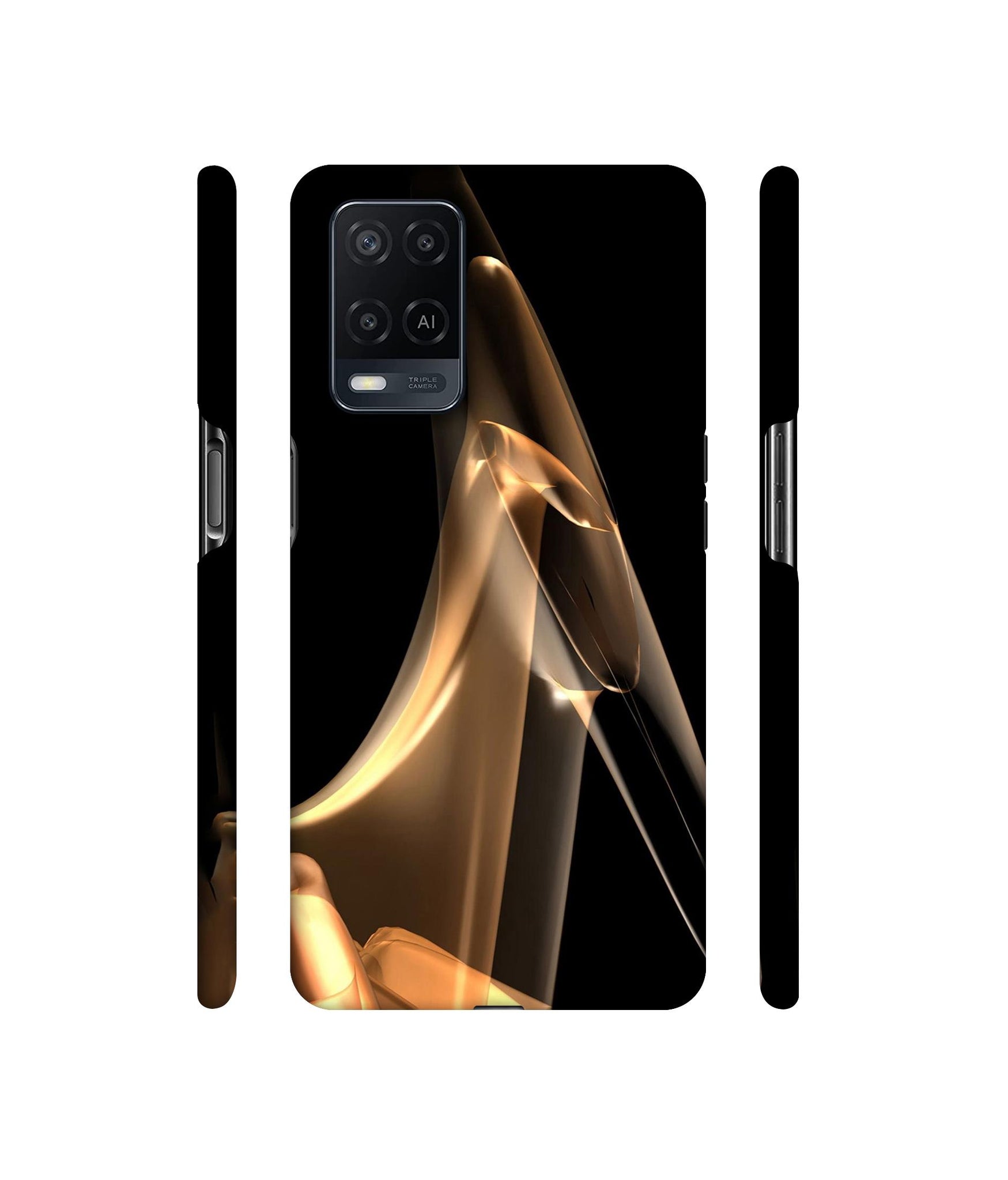 Gold Smoke Designer Hard Back Cover for Oppo A54 4G