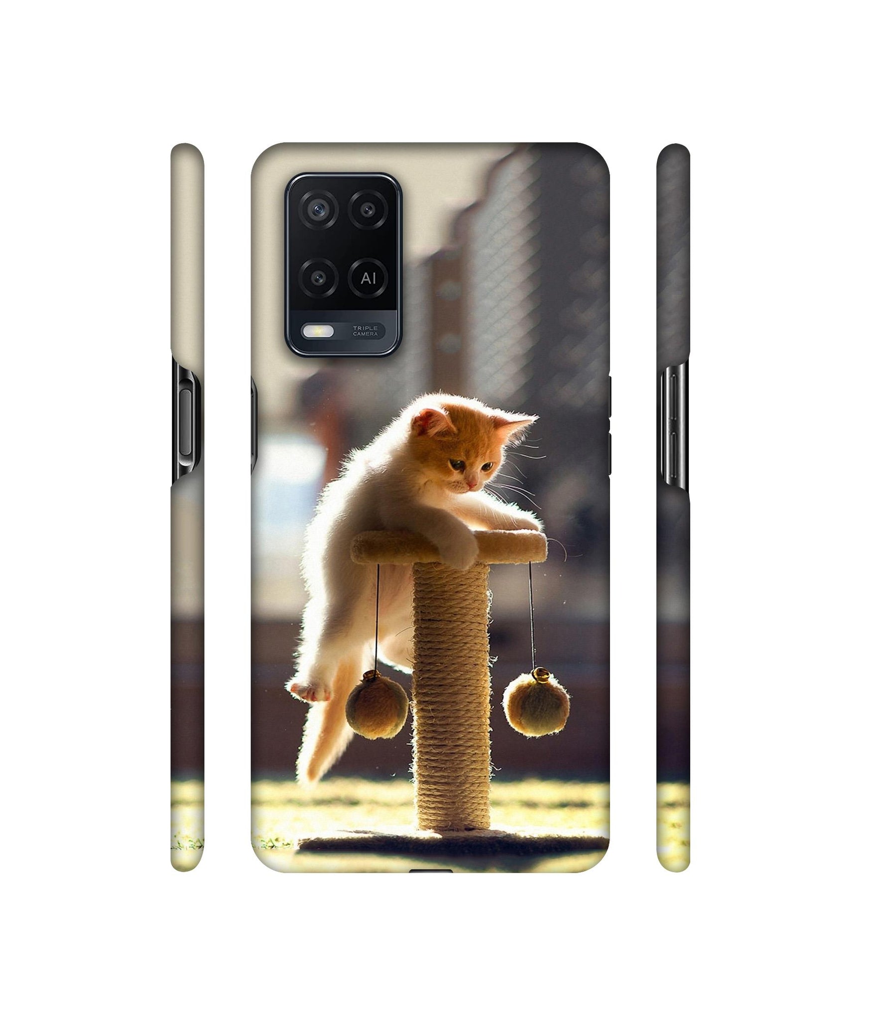 Cat Climbing Designer Hard Back Cover for Oppo A54 4G