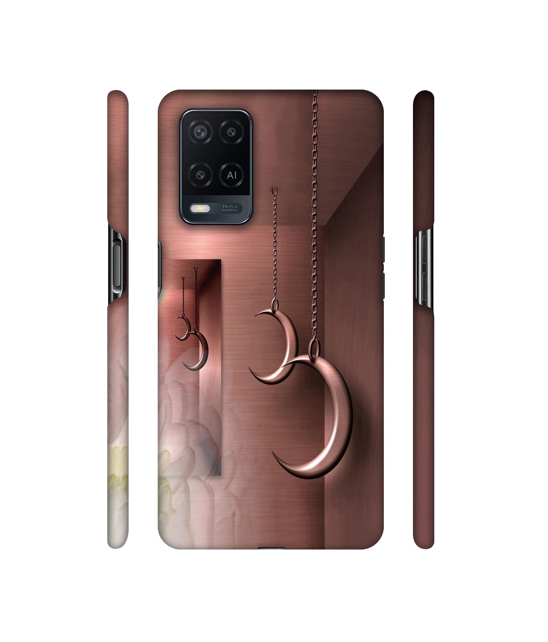 Flower Metal Designer Hard Back Cover for Oppo A54 4G