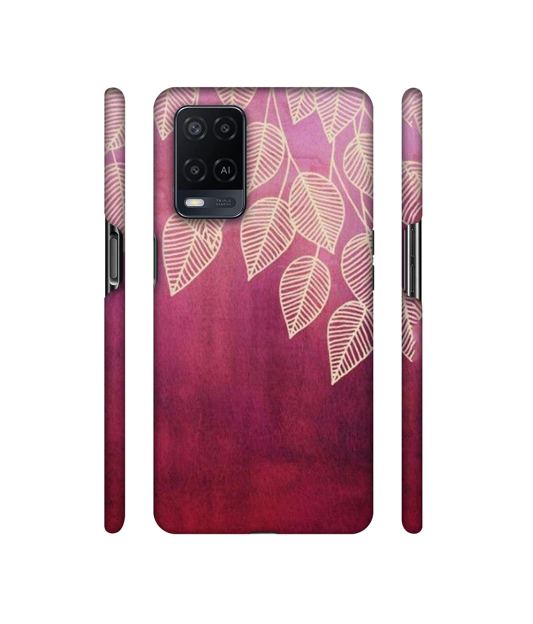 Leaf Pattern Designer Hard Back Cover for Oppo A54 4G