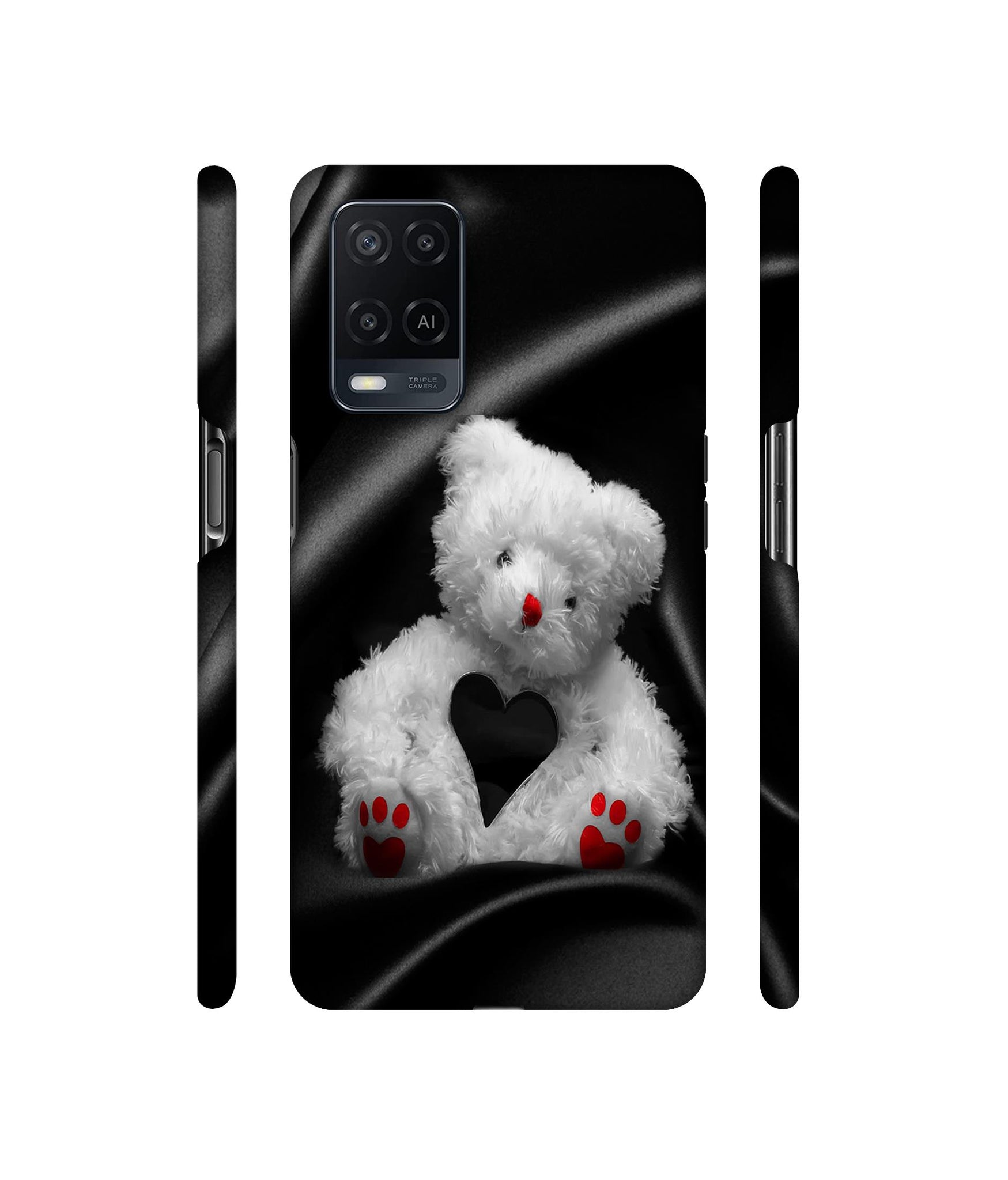 White Teddy Bear Designer Hard Back Cover for Oppo A54 4G
