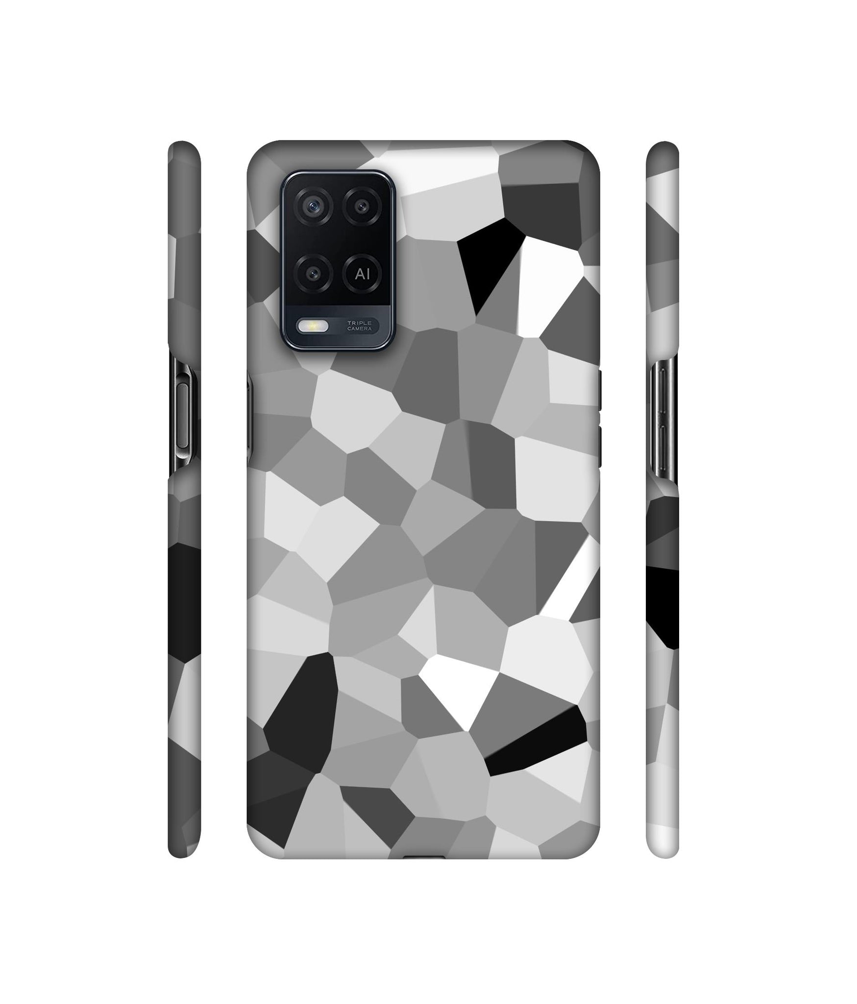 Black & White Mathematical Shape Designer Hard Back Cover for Oppo A54 4G