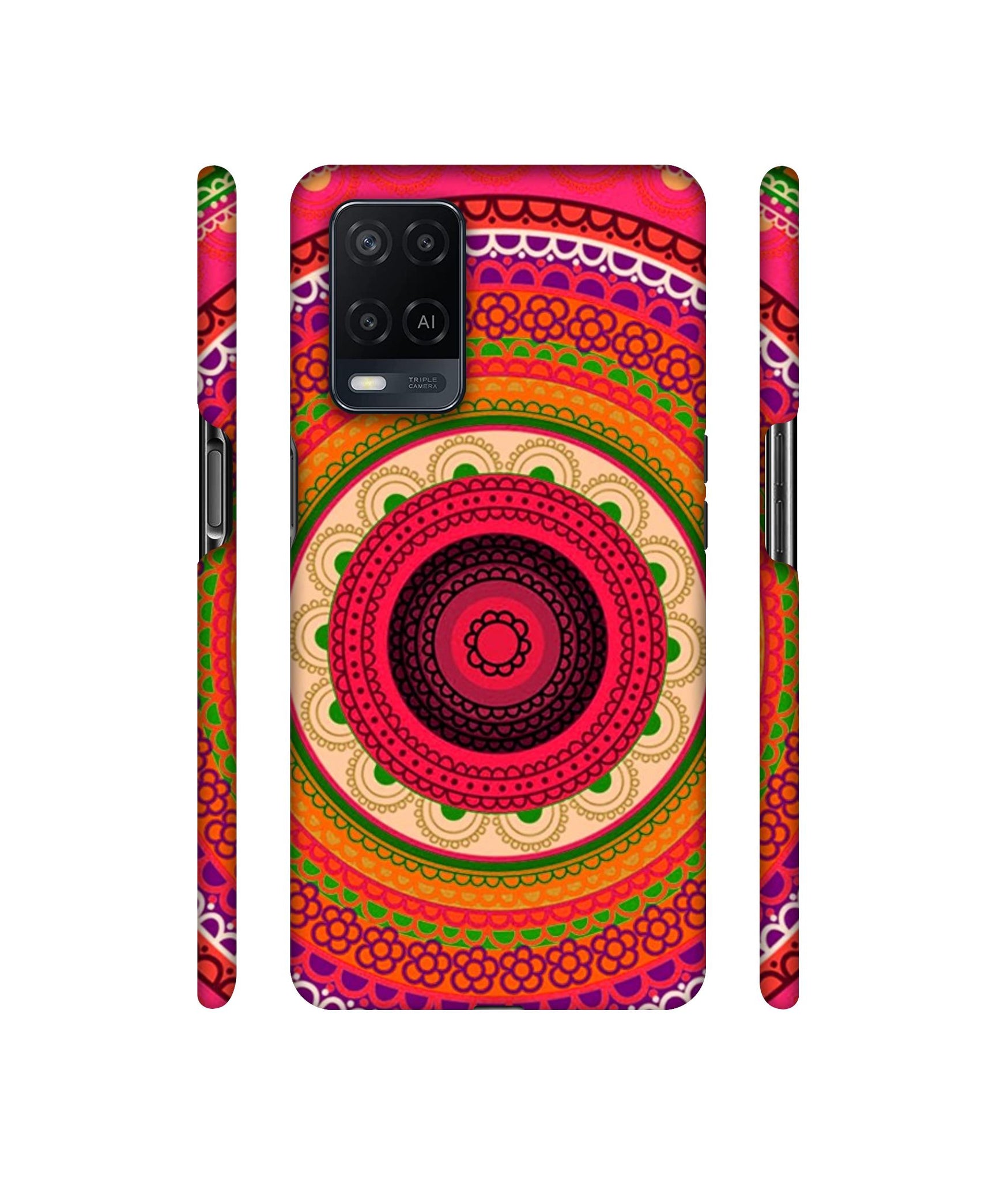 Round Rangoli Designer Hard Back Cover for Oppo A54 4G