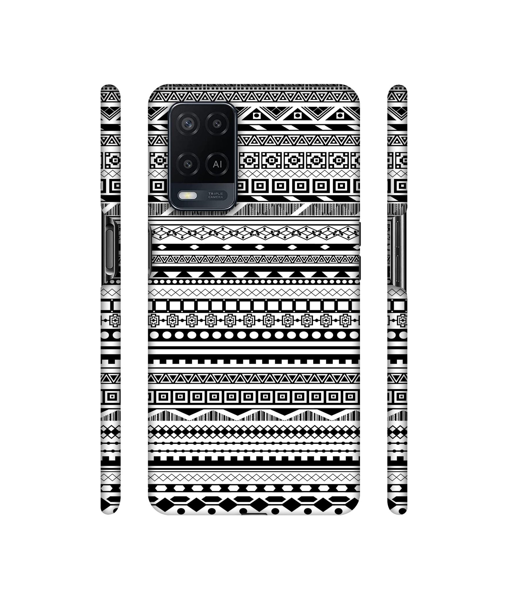 Black & White Patterns Designer Hard Back Cover for Oppo A54 4G