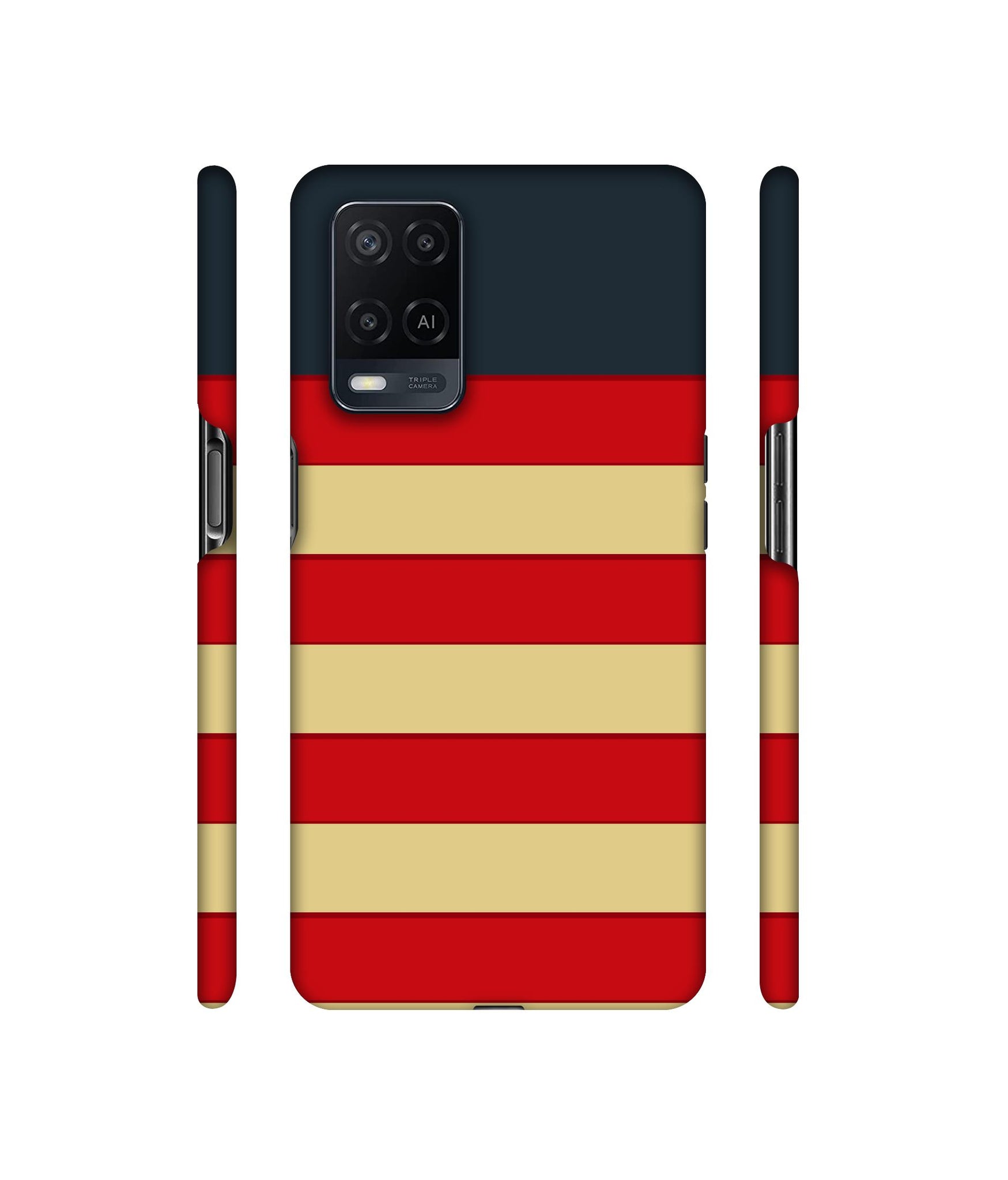 Multicolor Lines Designer Hard Back Cover for Oppo A54 4G