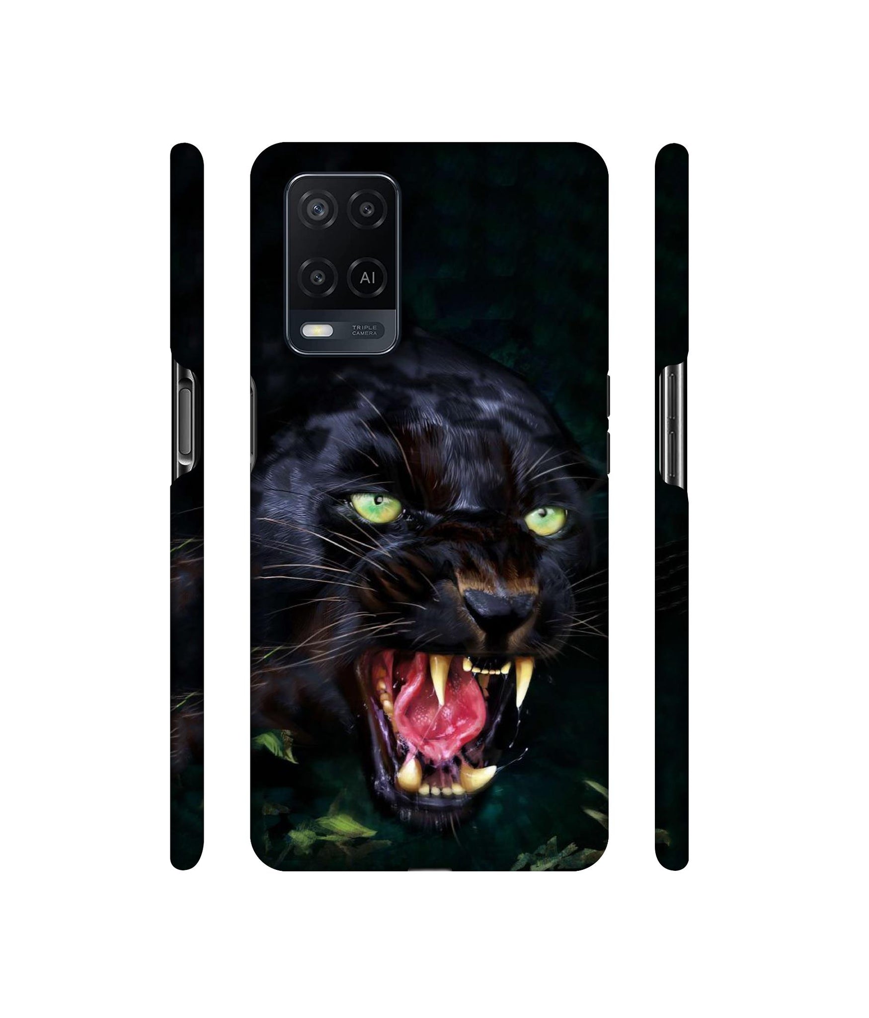 Angry Black Tiger Face Designer Hard Back Cover for Oppo A54 4G