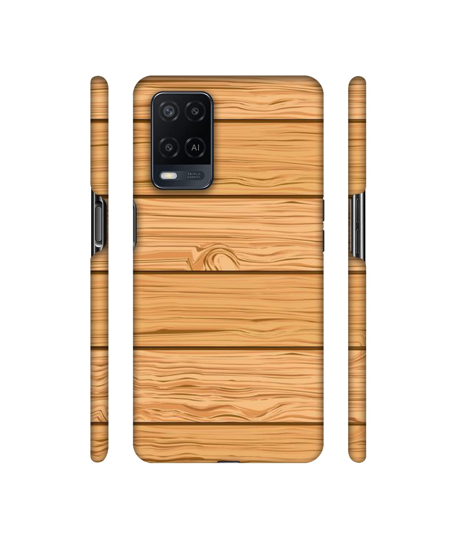 Wooden Texture Pattern Designer Hard Back Cover for Oppo A54 4G