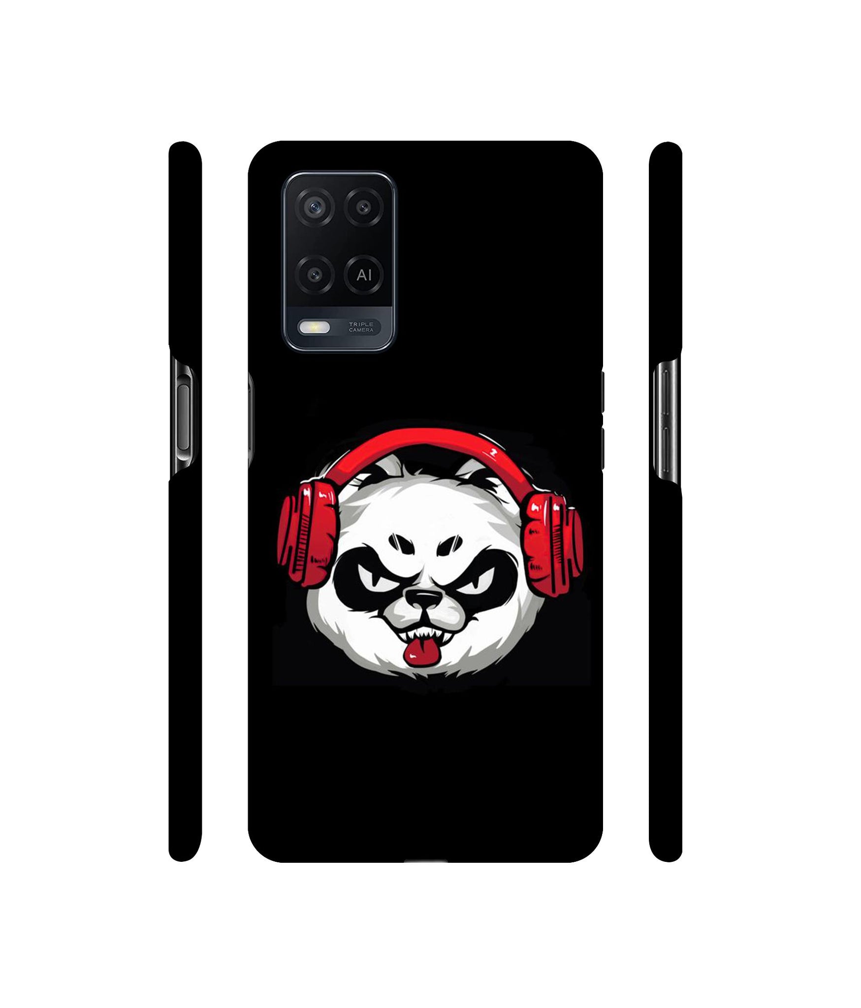 Panda With Headphone Designer Hard Back Cover for Oppo A54 4G