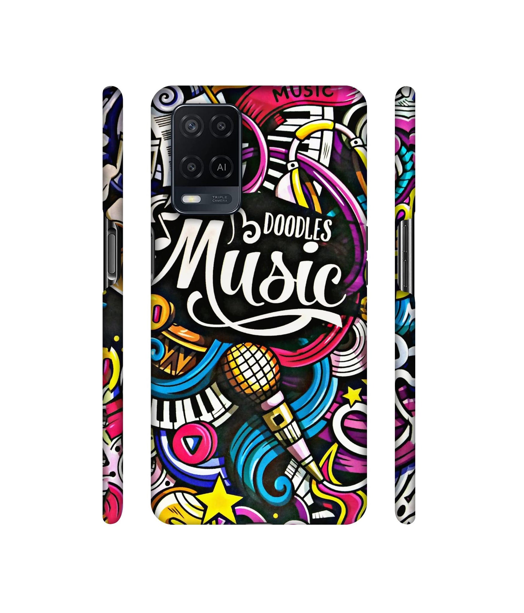 Doodles Music Designer Hard Back Cover for Oppo A54 4G