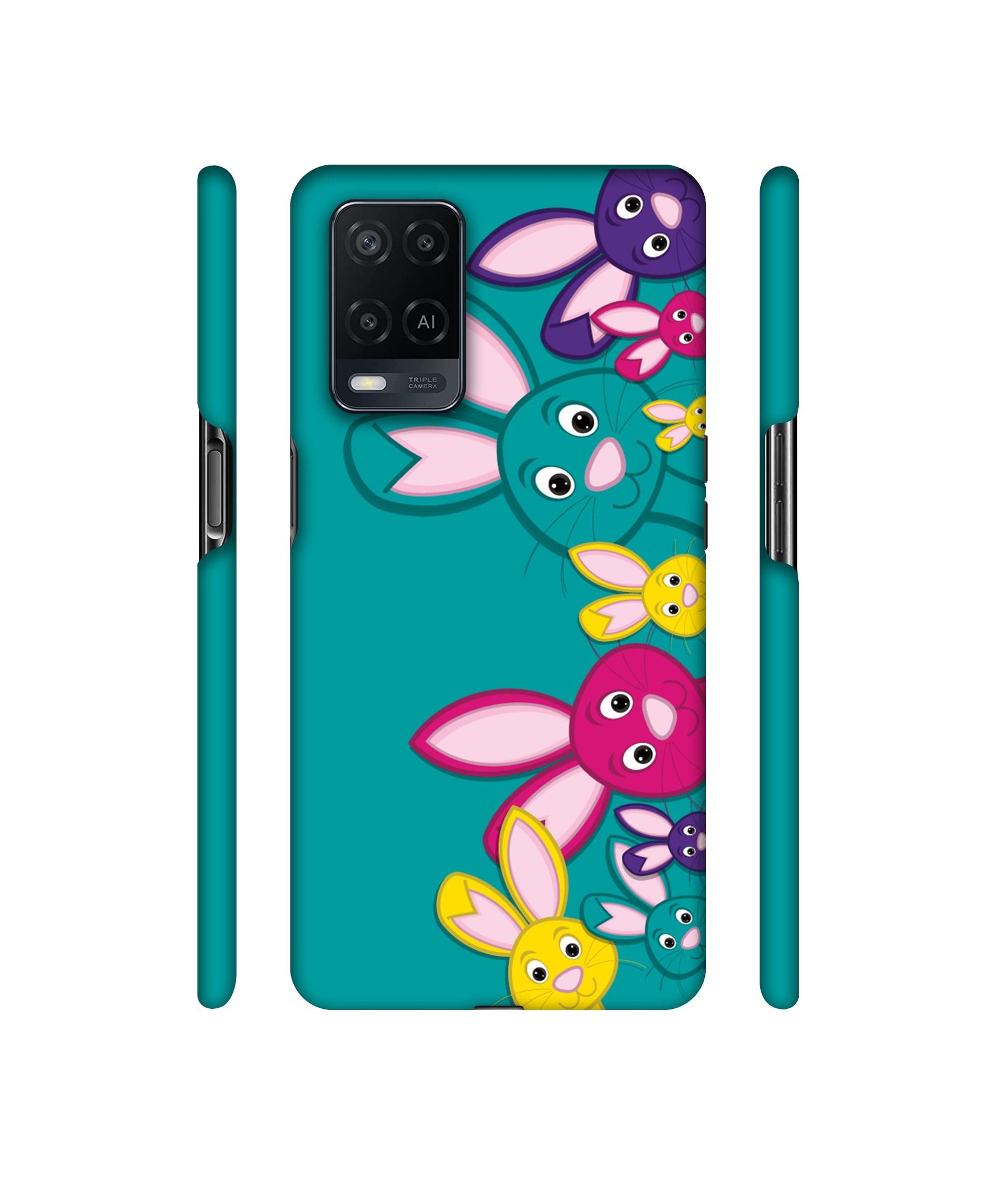 Rabbit Family Designer Hard Back Cover for Oppo A54 4G