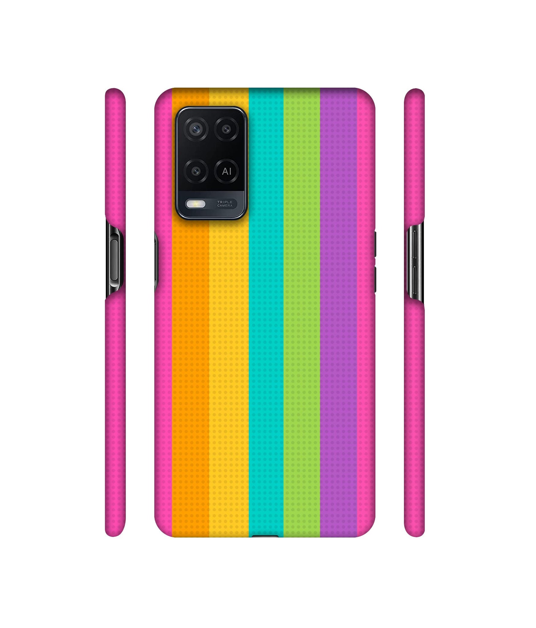 Random Colour Line Designer Hard Back Cover for Oppo A54 4G