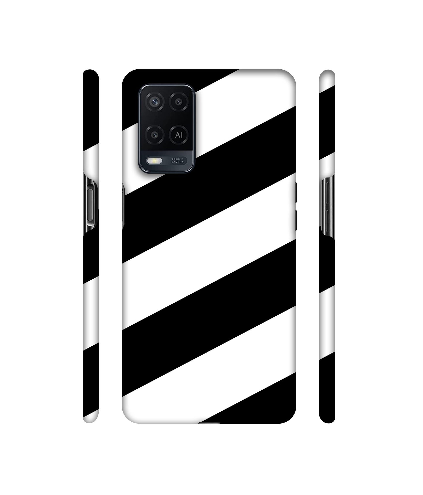 Black & White Line Designer Hard Back Cover for Oppo A54 4G