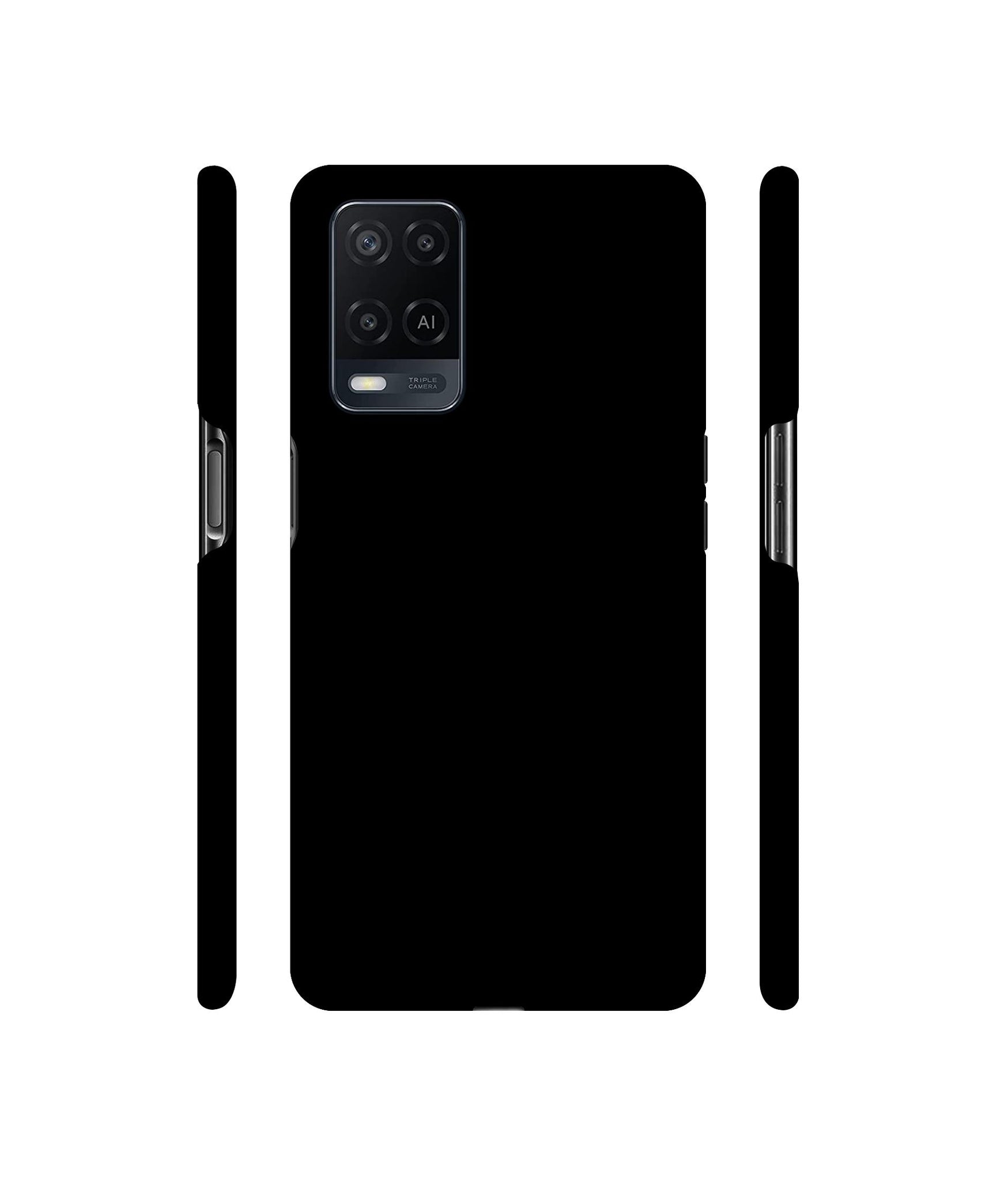 Solid Black Designer Hard Back Cover for Oppo A54 4G