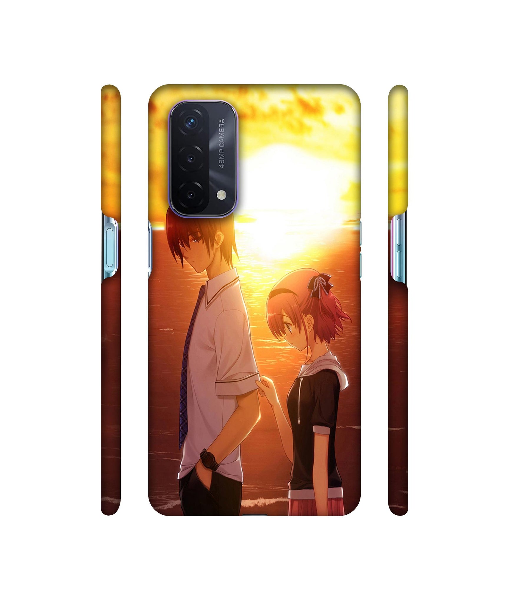 Girl Boy Sunset Sea Designer Hard Back Cover for Oppo A74 5G